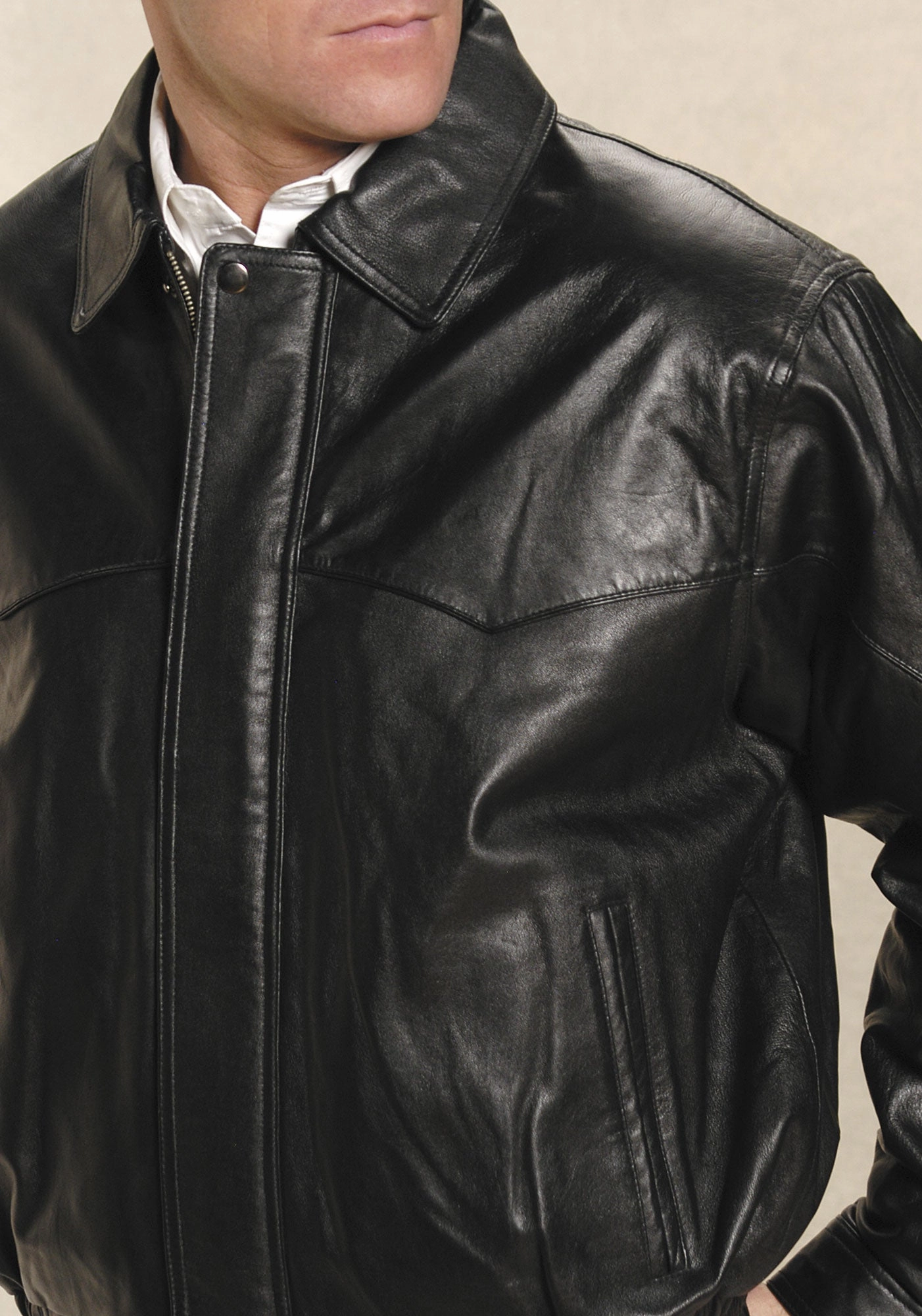 Travel Ready Look Roper Mens Western Bomber Black Leather Leather Jacket