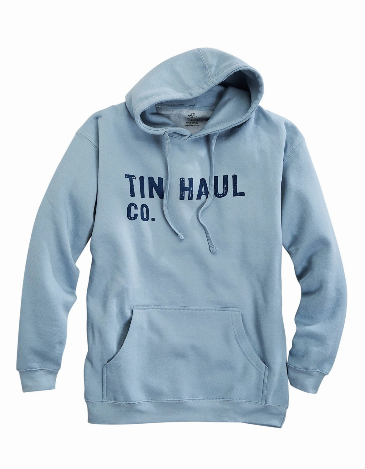 Tin Haul Mens Distressed Logo Blue Cotton Blend Hoodie Army Style Casual Feel