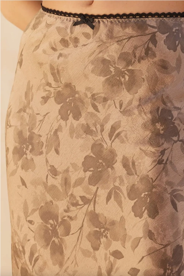 Floral Print Satin Maxi Skirt AllDayComfort DoubleLayeredFabric