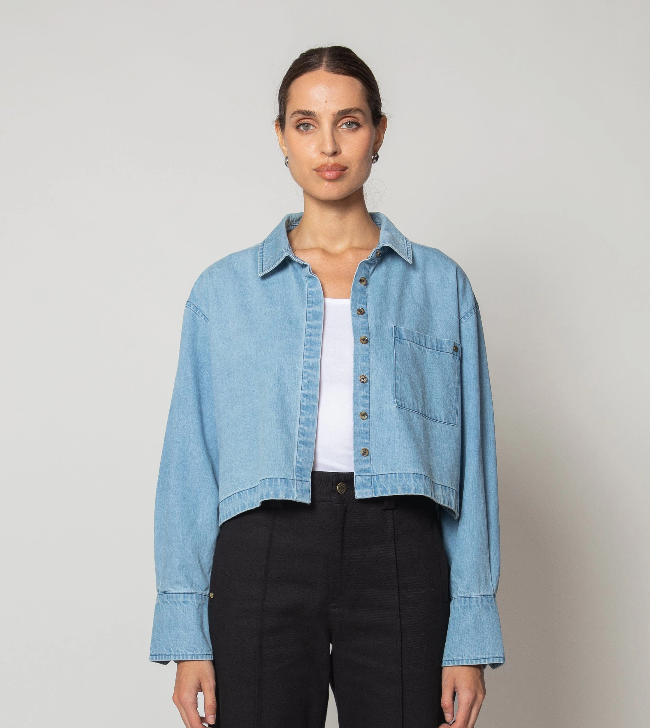 Laurel Blouse | Light Wash Four Way Stretch Material BreathableMaterial