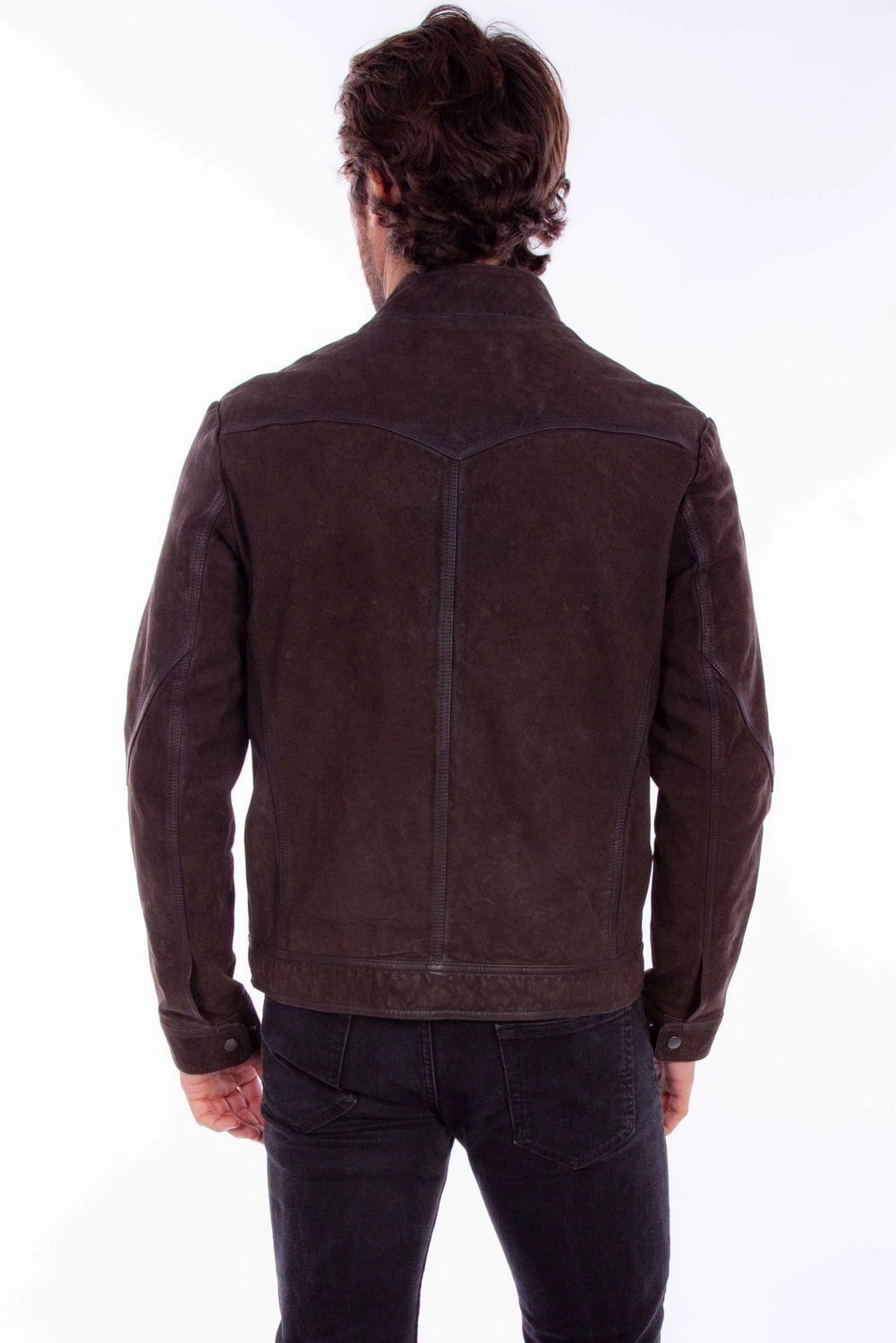 Reflective Bands Scully Mens Classic Flap Pocket Brown Leather Leather Jacket