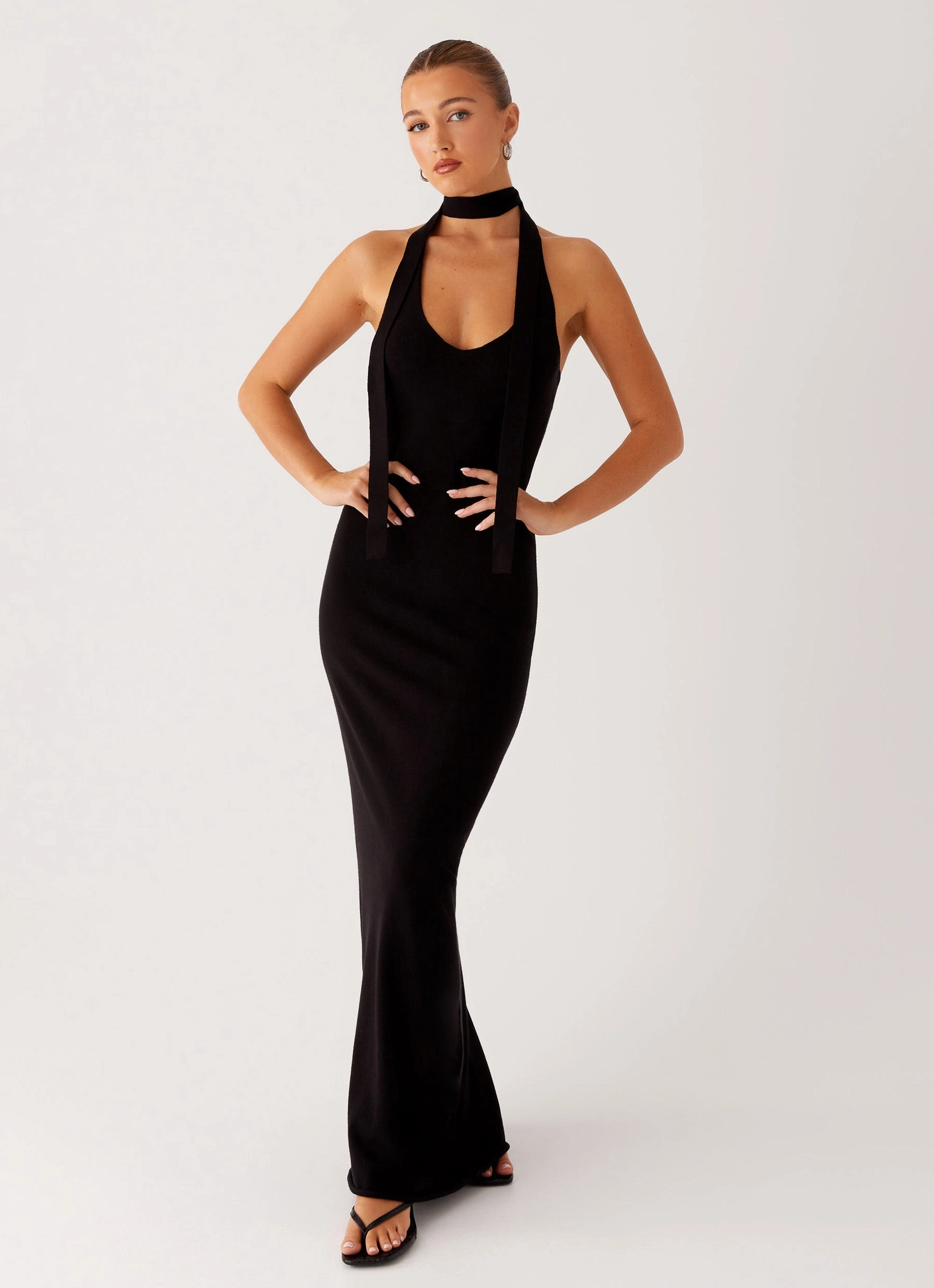 Eddie Knit Maxi Dress - Black Magnetic-Closure