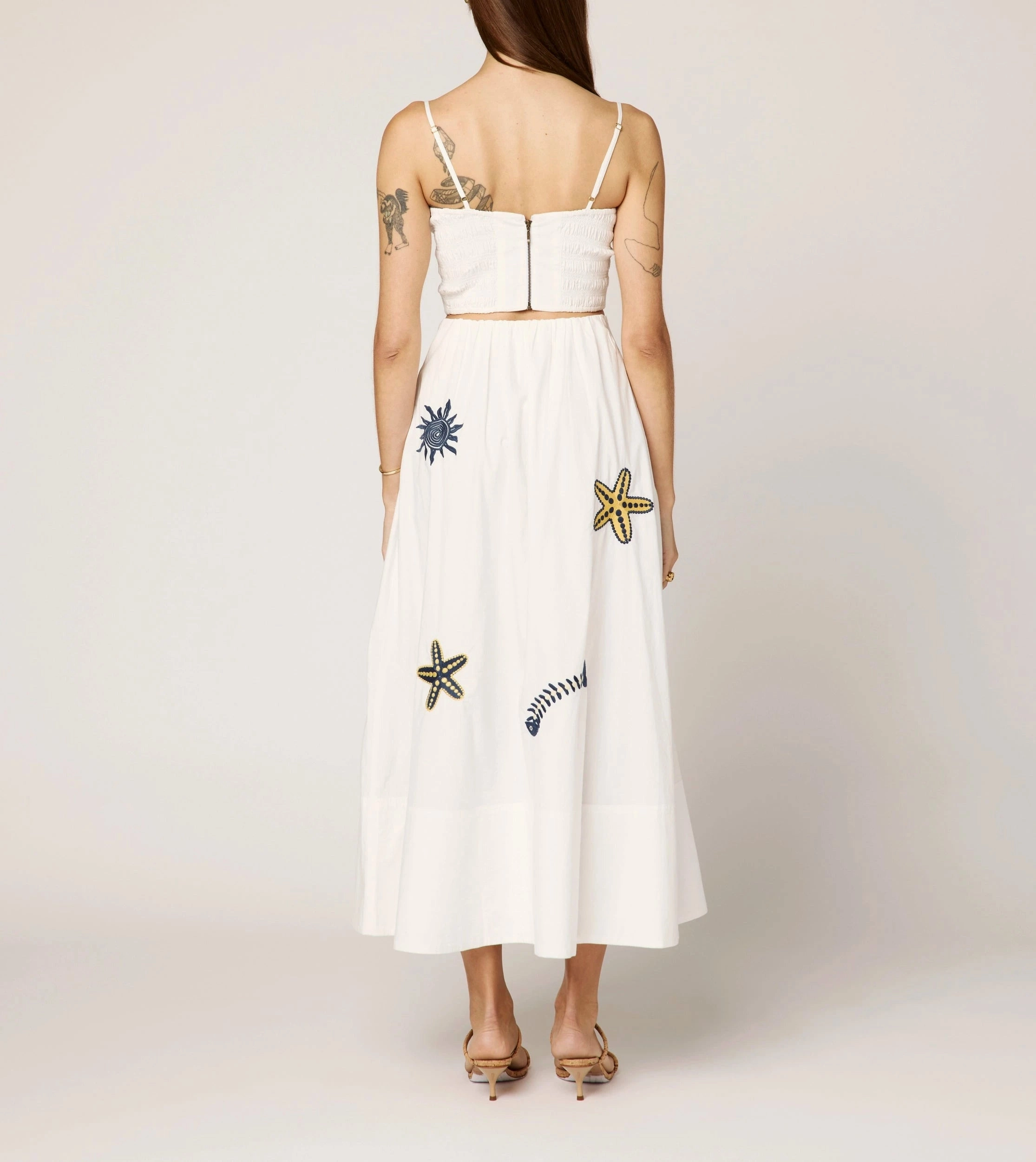 Eden Ankle Skirt | Ivory Multi Versatile Layering Cut ThermalLining