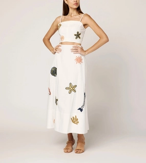 Eden Ankle Skirt | Ivory Multi Sustainable