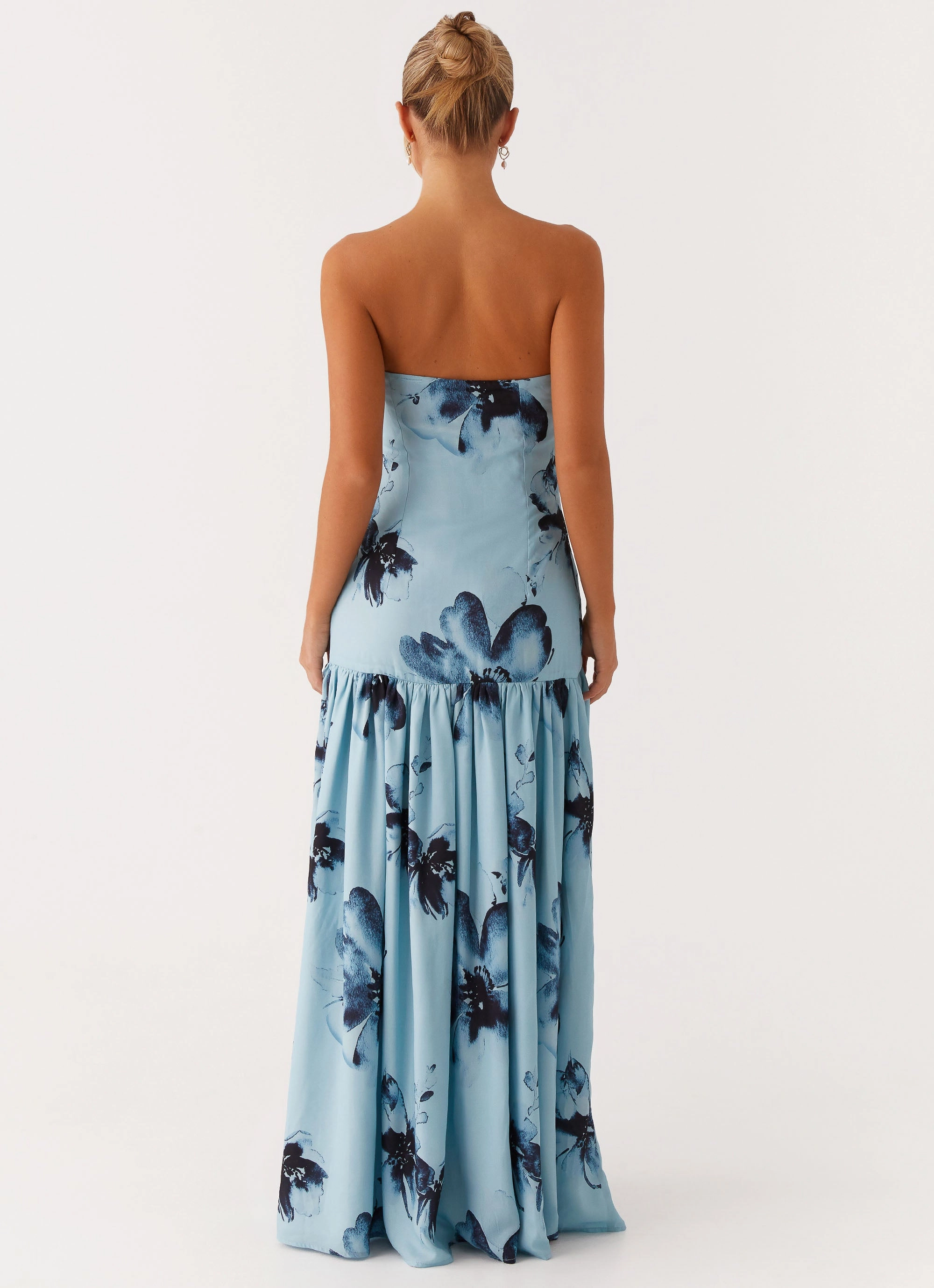 countryside Eden Strapless Maxi Dress - Blue Black Floral