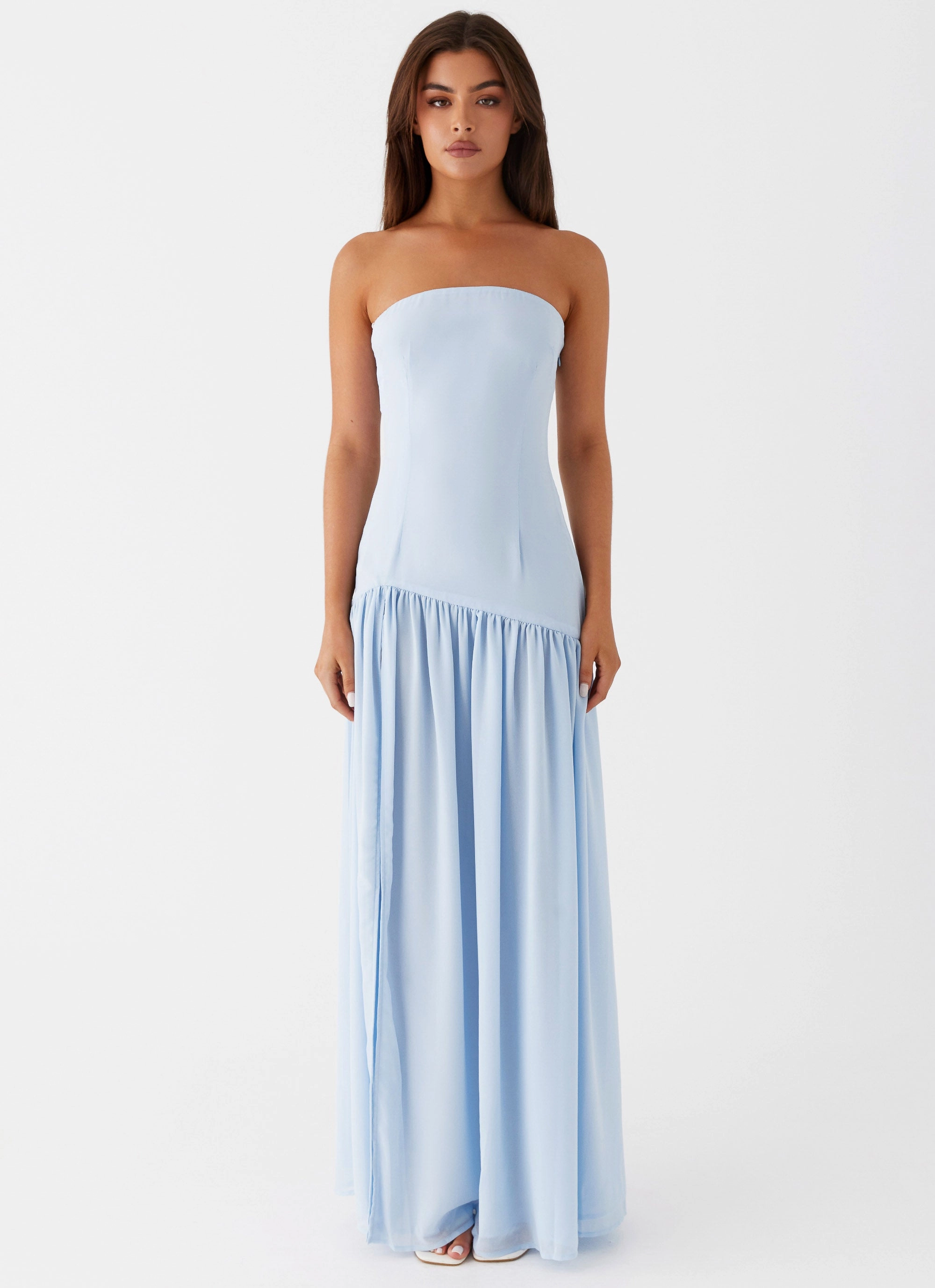Eden Strapless Maxi Dress - Blue Subtle Mood