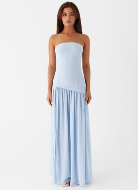 Eden Strapless Maxi Dress - Blue Subtle Mood