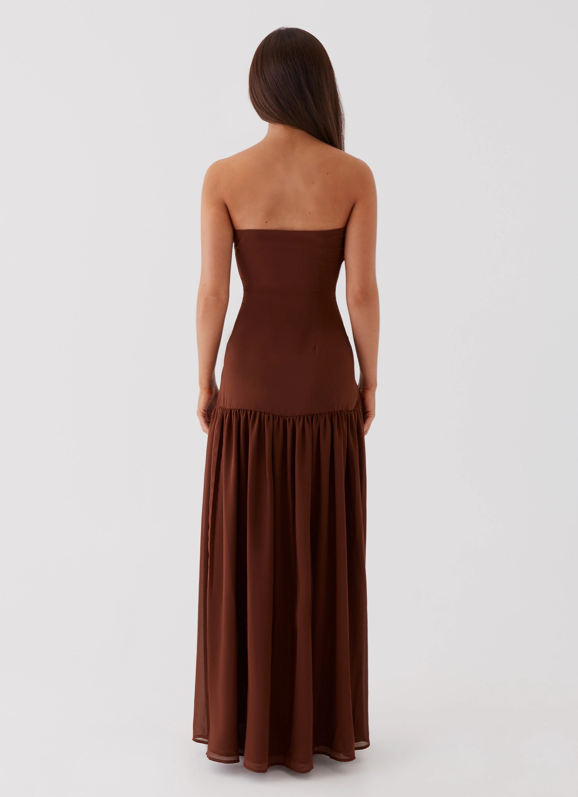 Eden Strapless Maxi Dress - Brown Vibe Style