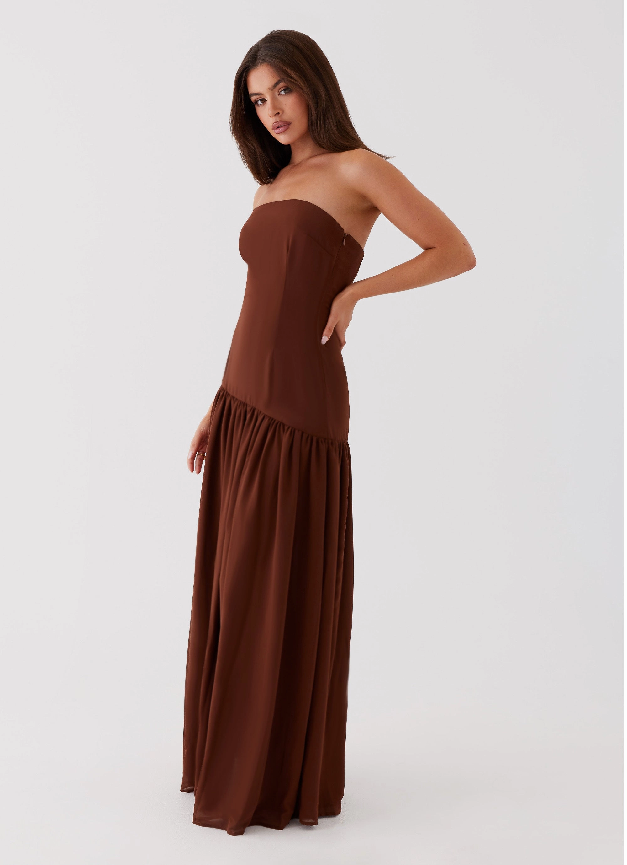 Eden Strapless Maxi Dress - Brown Easy Comfort Urban Cool