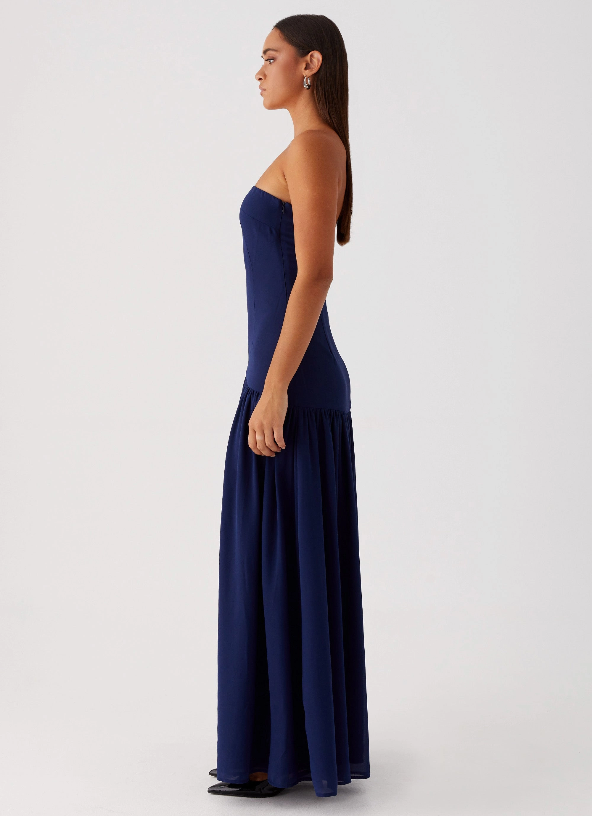 Eden Strapless Maxi Dress - Navy Fitted waist