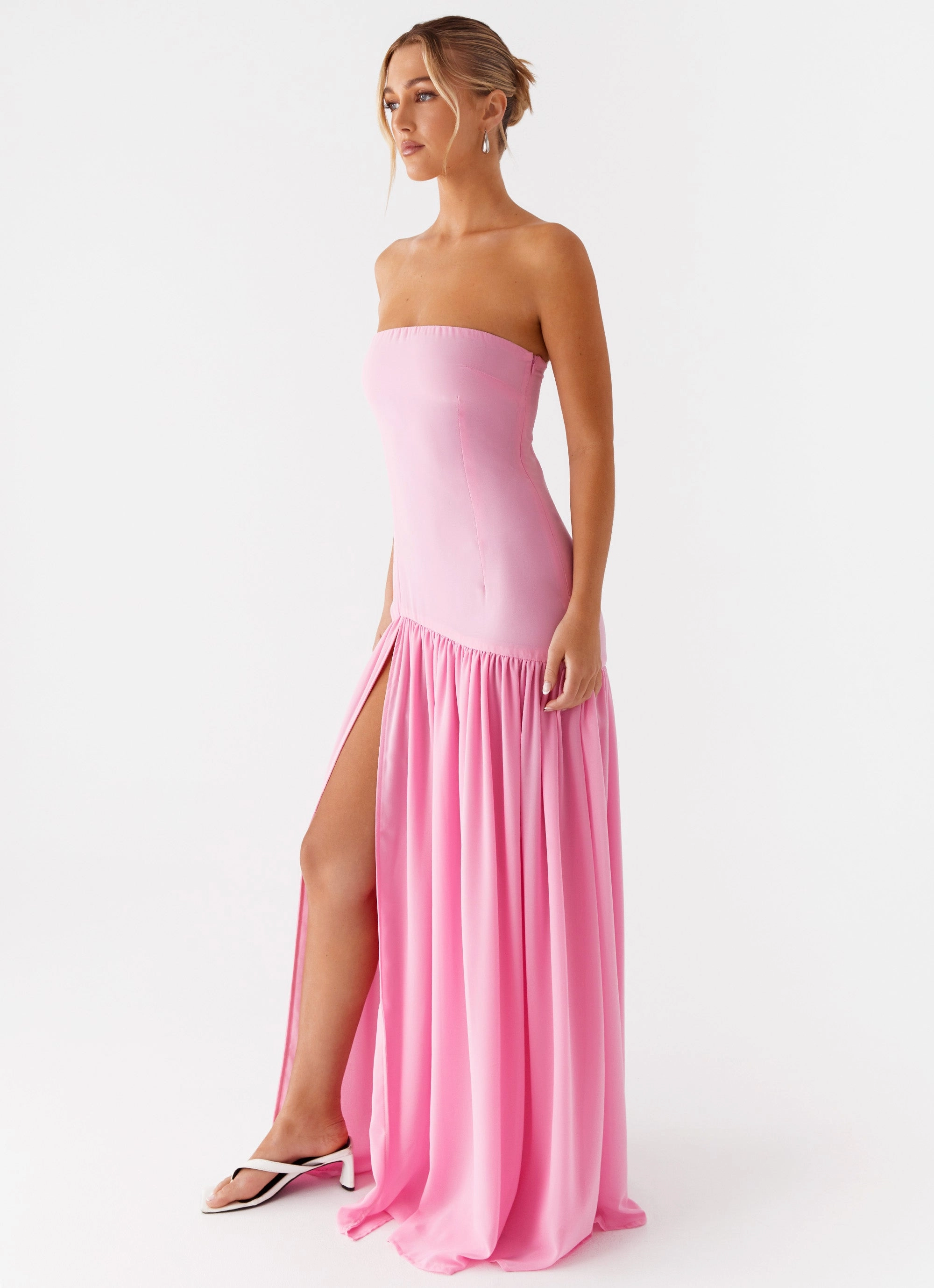 Eden Strapless Maxi Dress - Pink Texture Edge Perfect Design