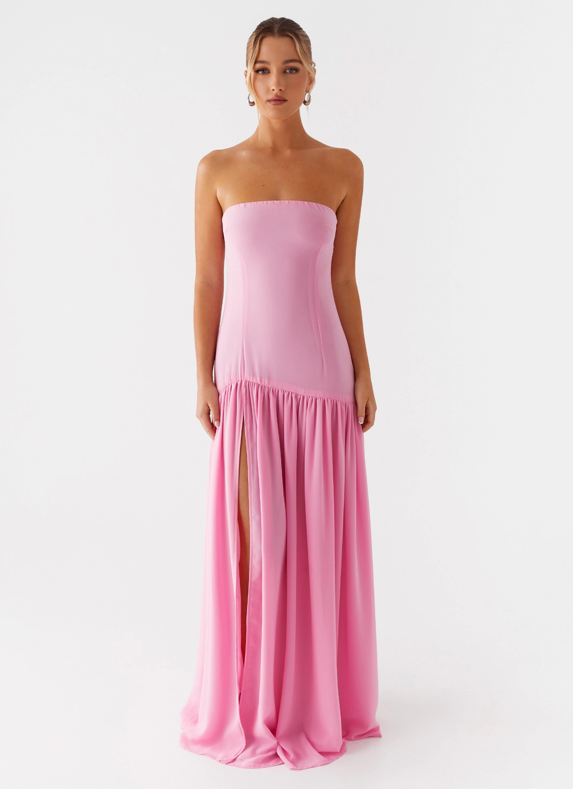 Eden Strapless Maxi Dress - Pink Dual Tones Padded-Bust