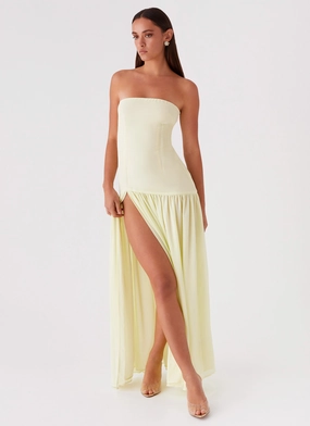 Mom Chic Eden Strapless Maxi Dress - Yellow