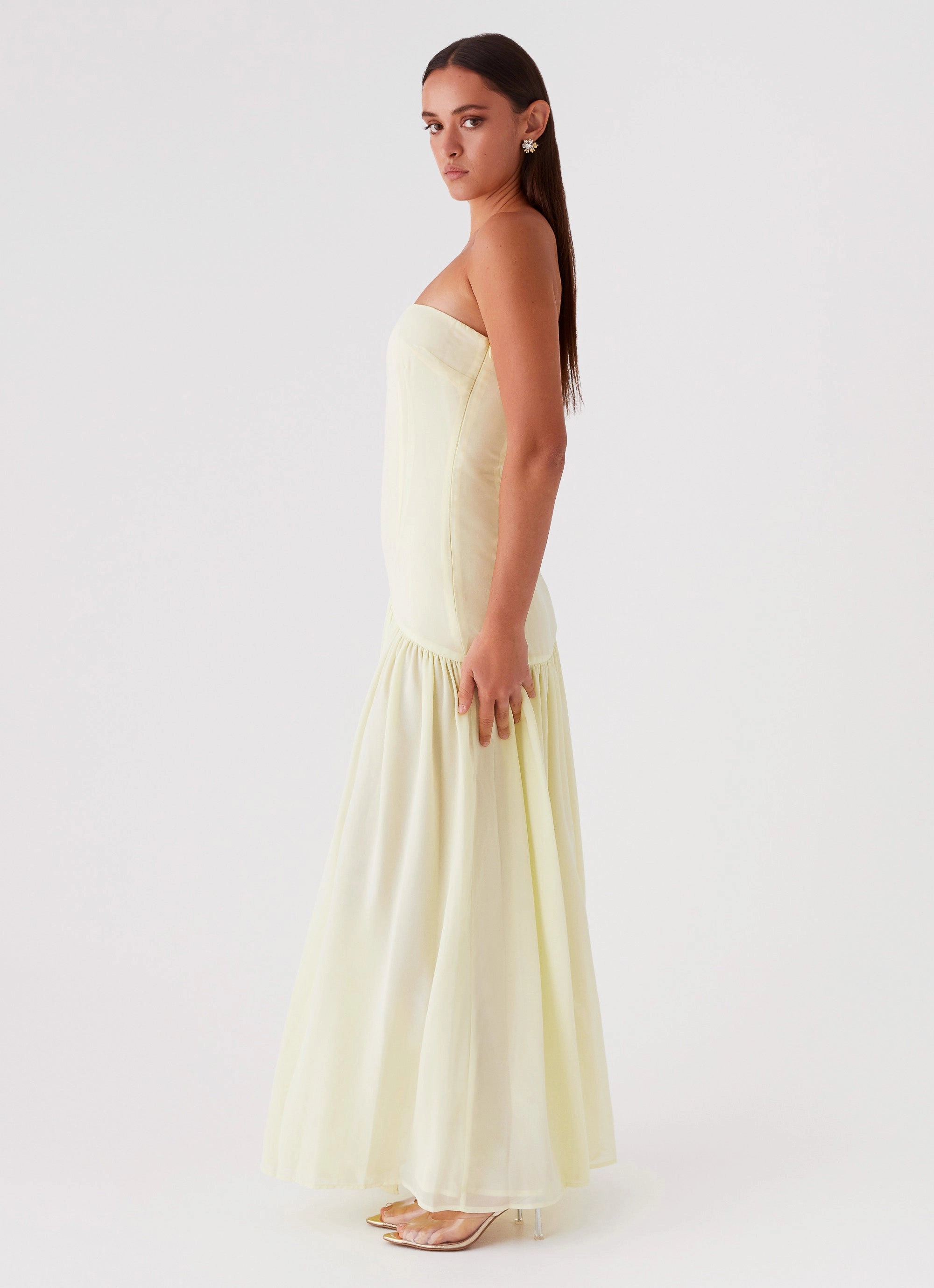 Eden Strapless Maxi Dress - Yellow Evening Glow
