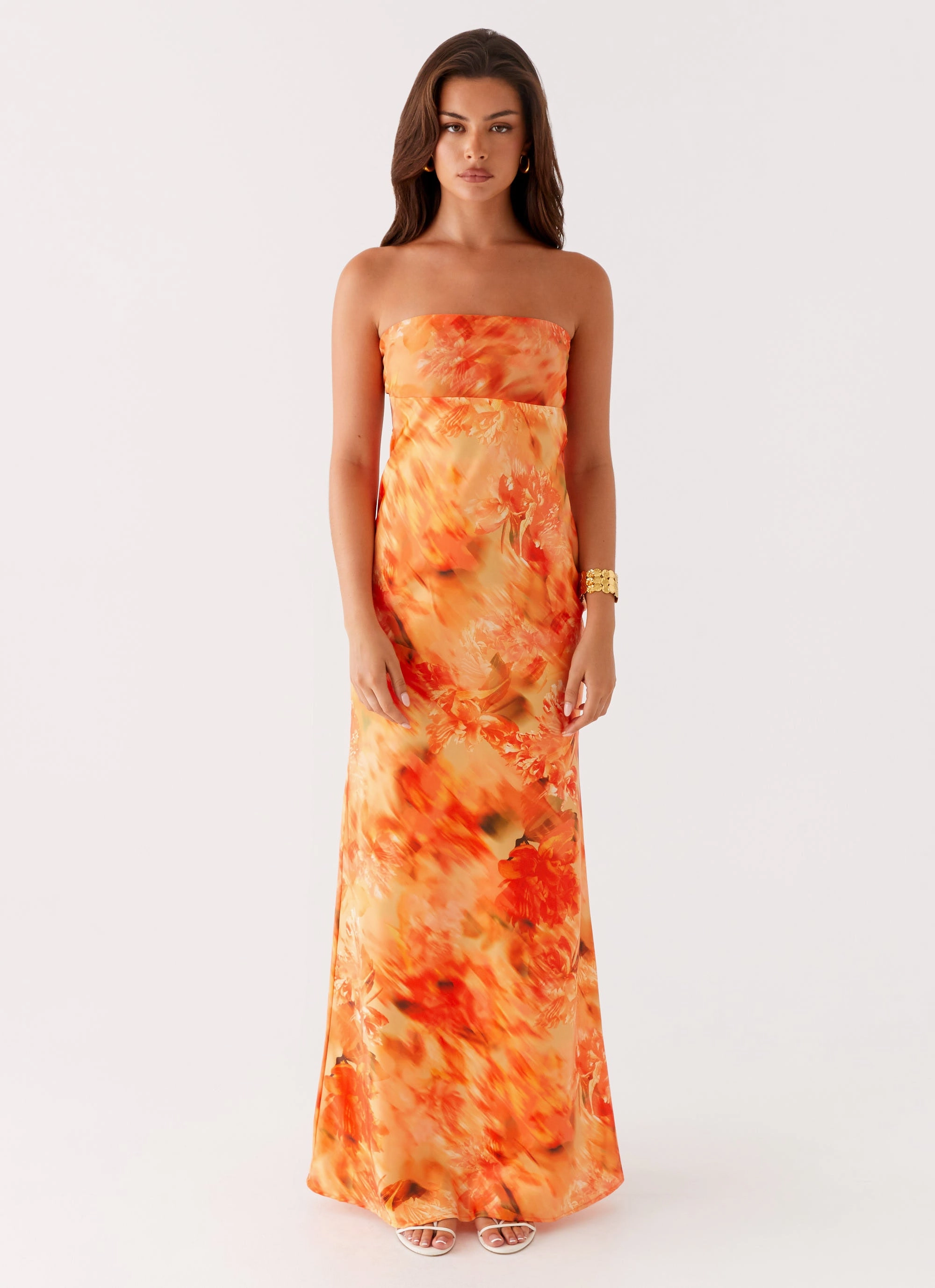 Sleek Touch Carmen Maxi Dress - Sunset Floral