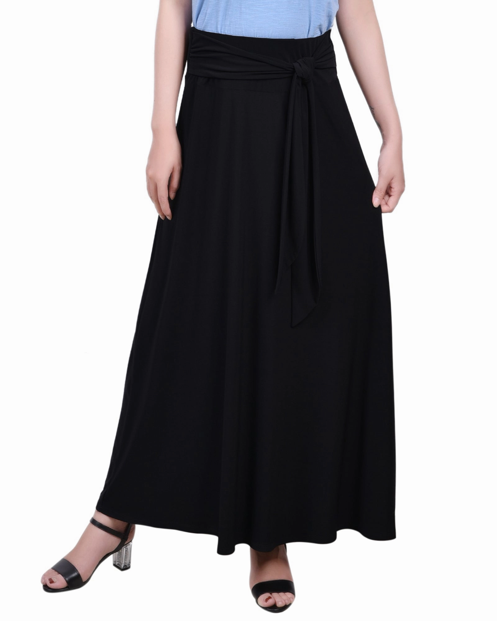 Petite Maxi Skirt With Sash Waist Tie Soft Finish