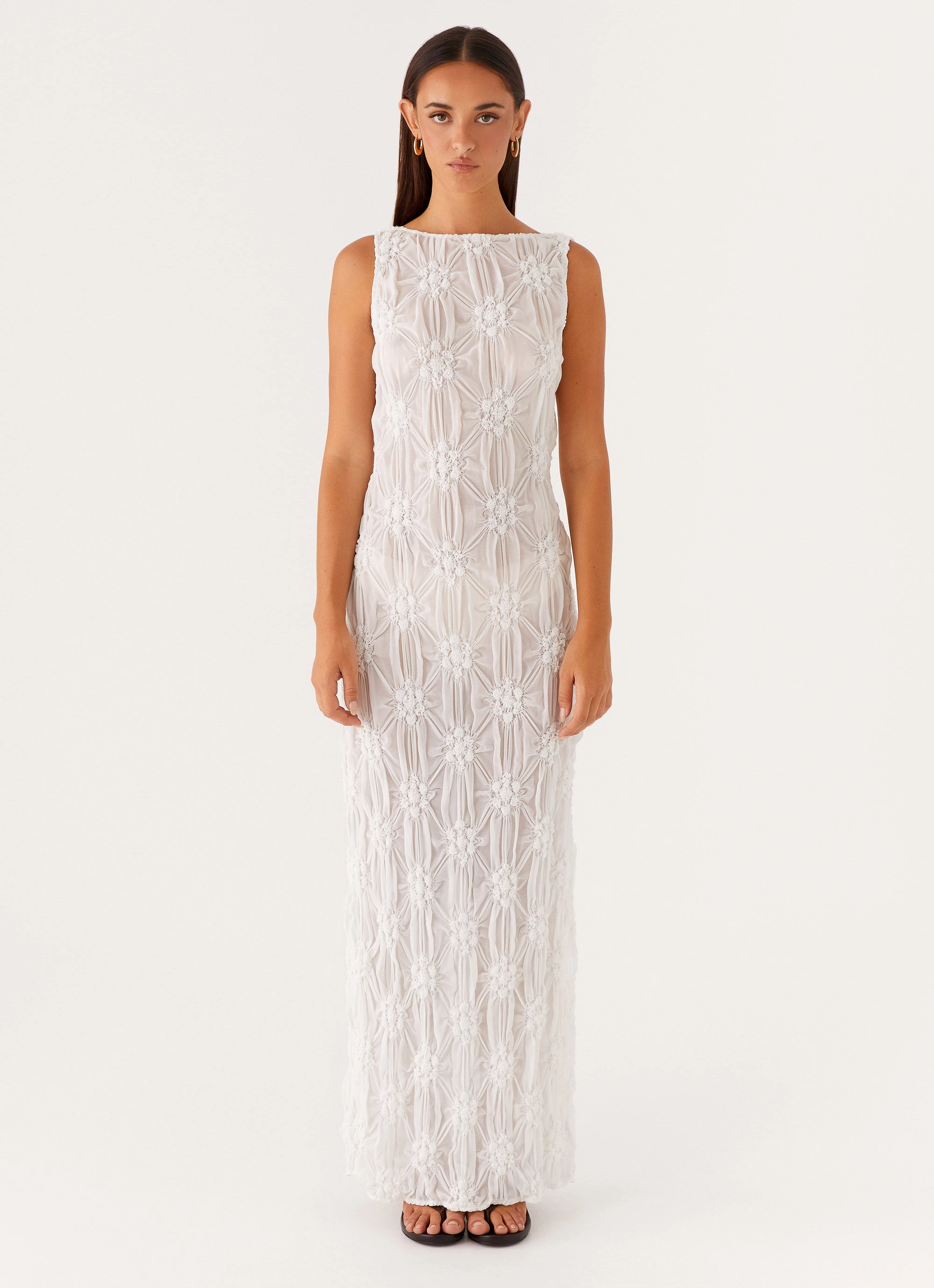 Everyday Flow Wrinkle-Resistant Briar Backless Maxi Dress - Ivory