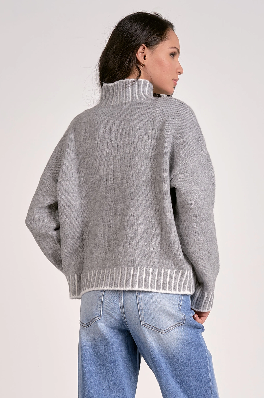 SubtleTexture High Neck Stitch Sweater