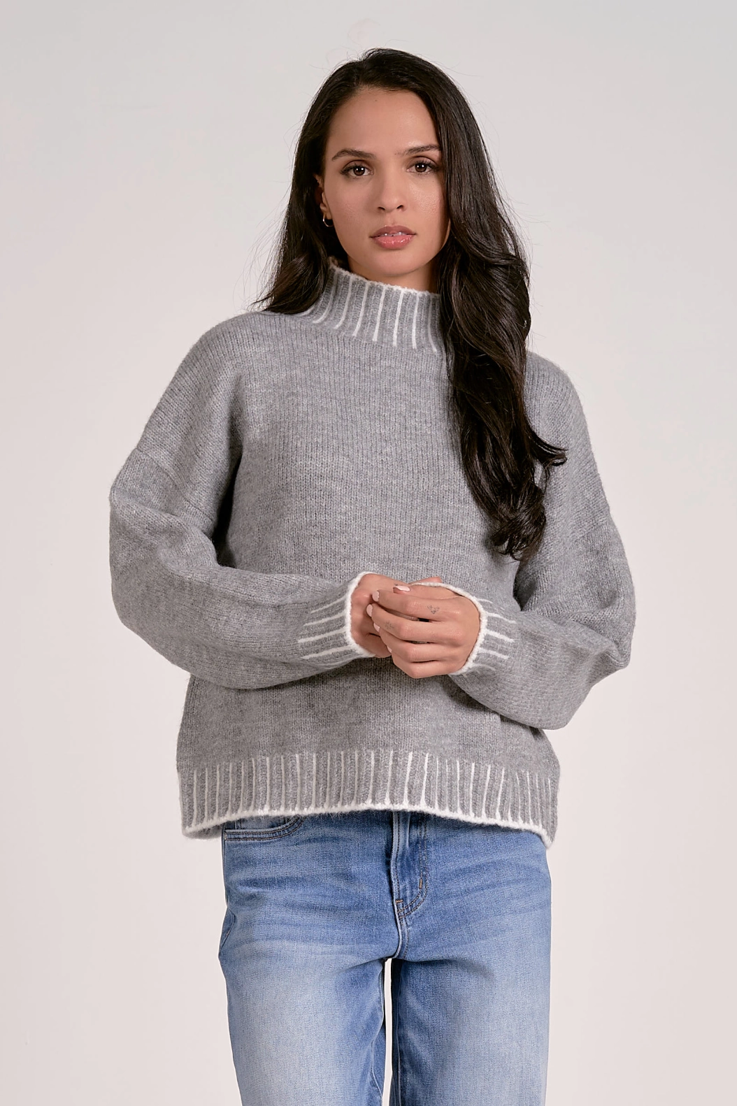 High Neck Stitch Sweater UVProtection Coating Easy to Wear