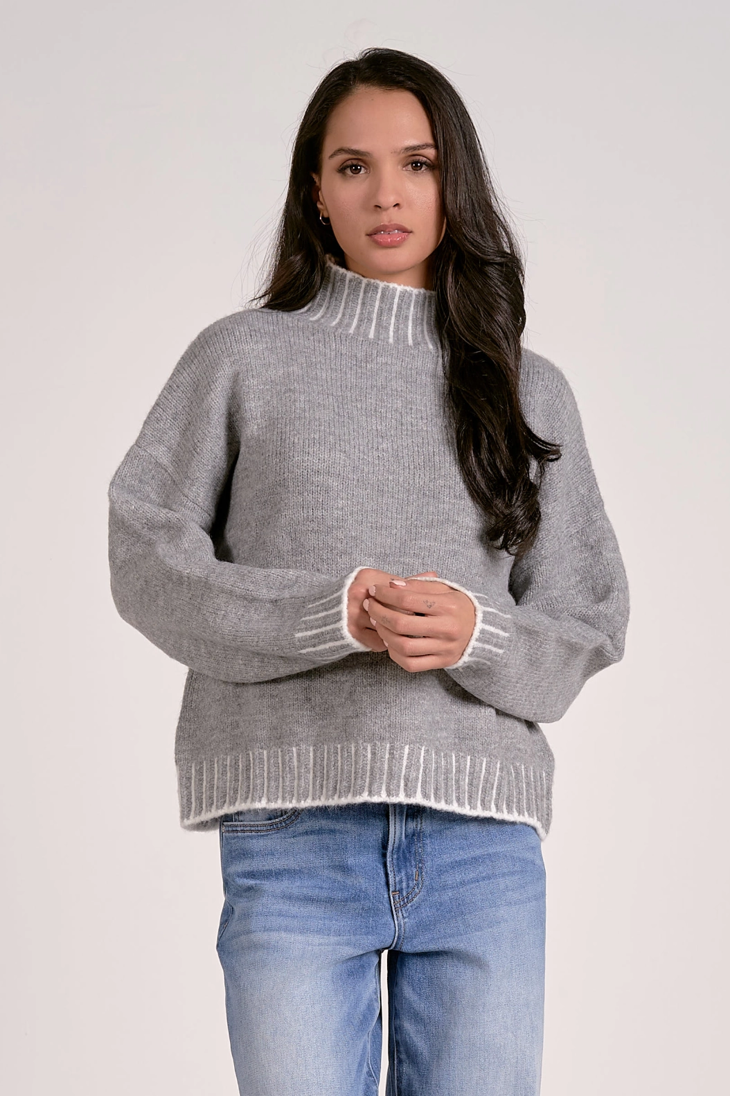 High Neck Stitch Sweater Layering Piece Simple Fashion