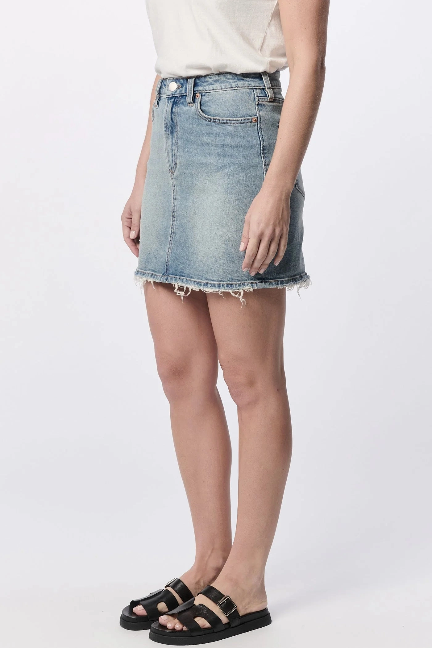 AntiPillingSurface LongSleeve Quinn Denim Mini Skirt - Blue