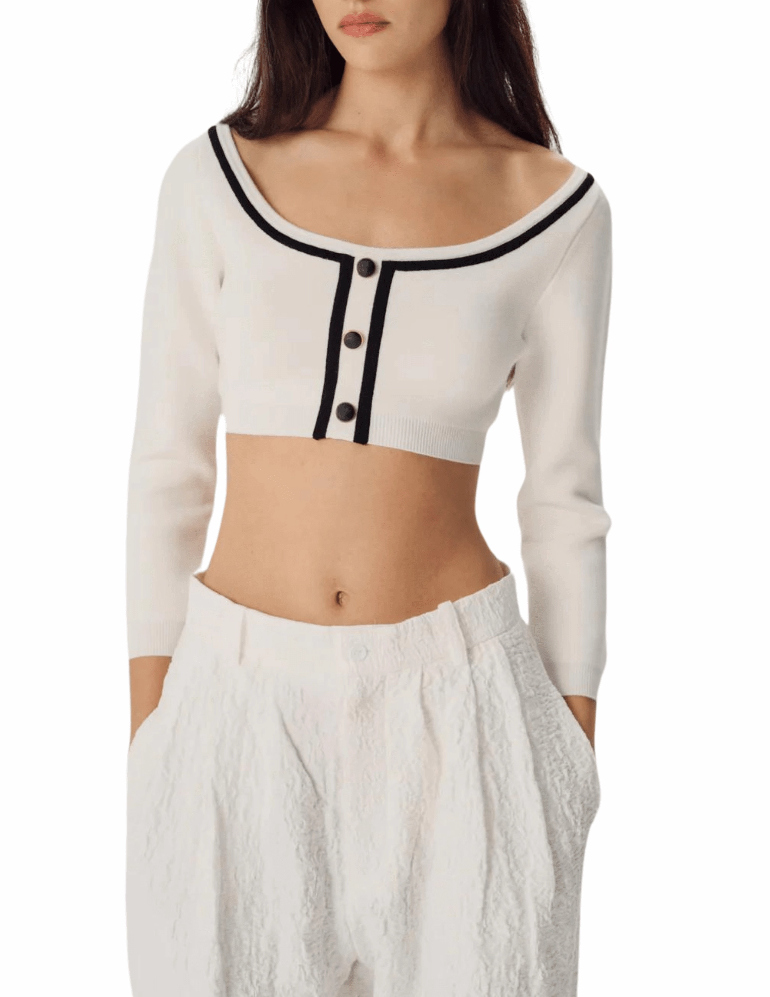 Ronny Kobo Watkins Cropped Knit Cardigan Smart Layers Stylish Knit Layer