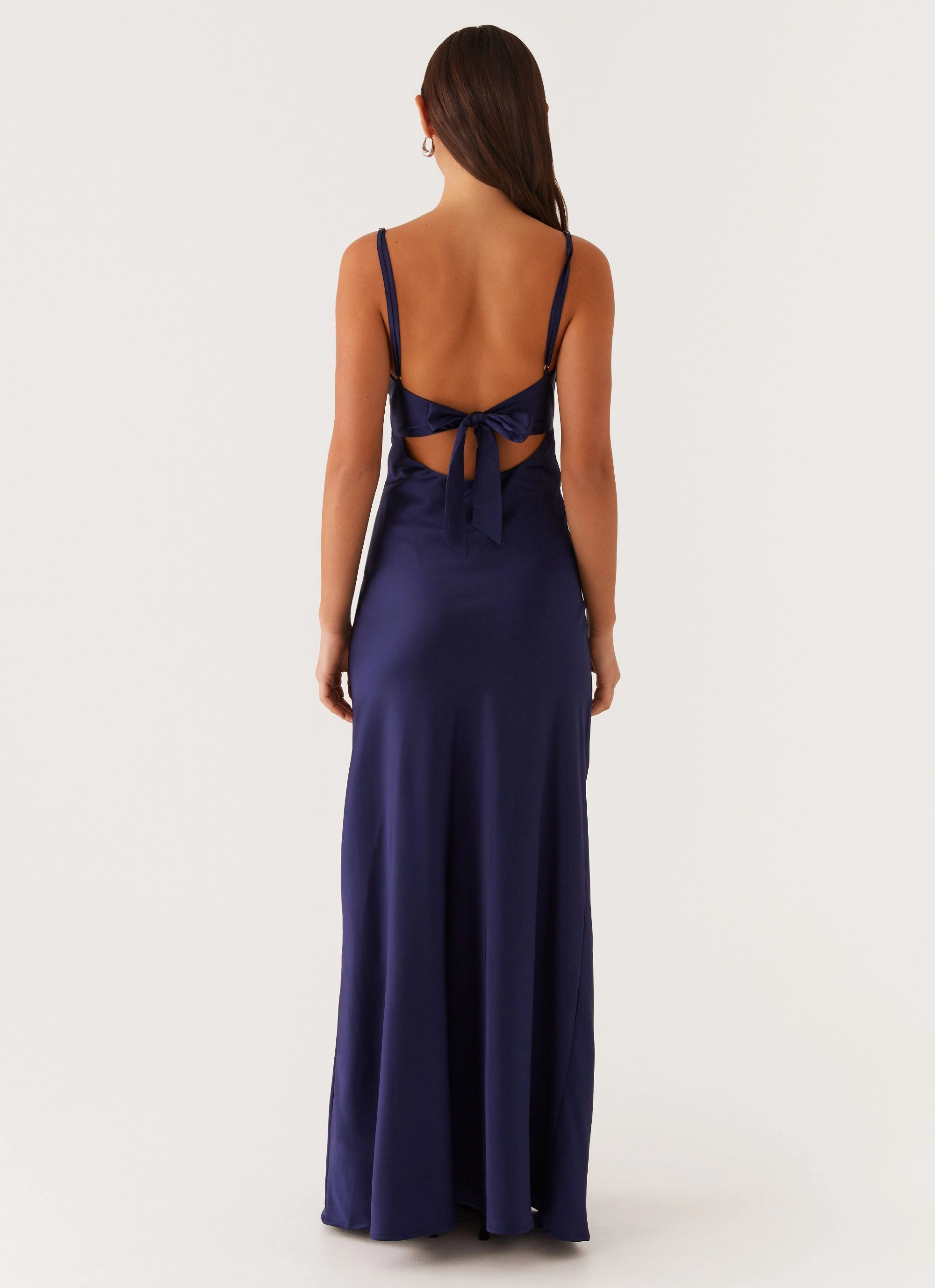 Flora Satin Maxi Dress - Navy Family Vibe