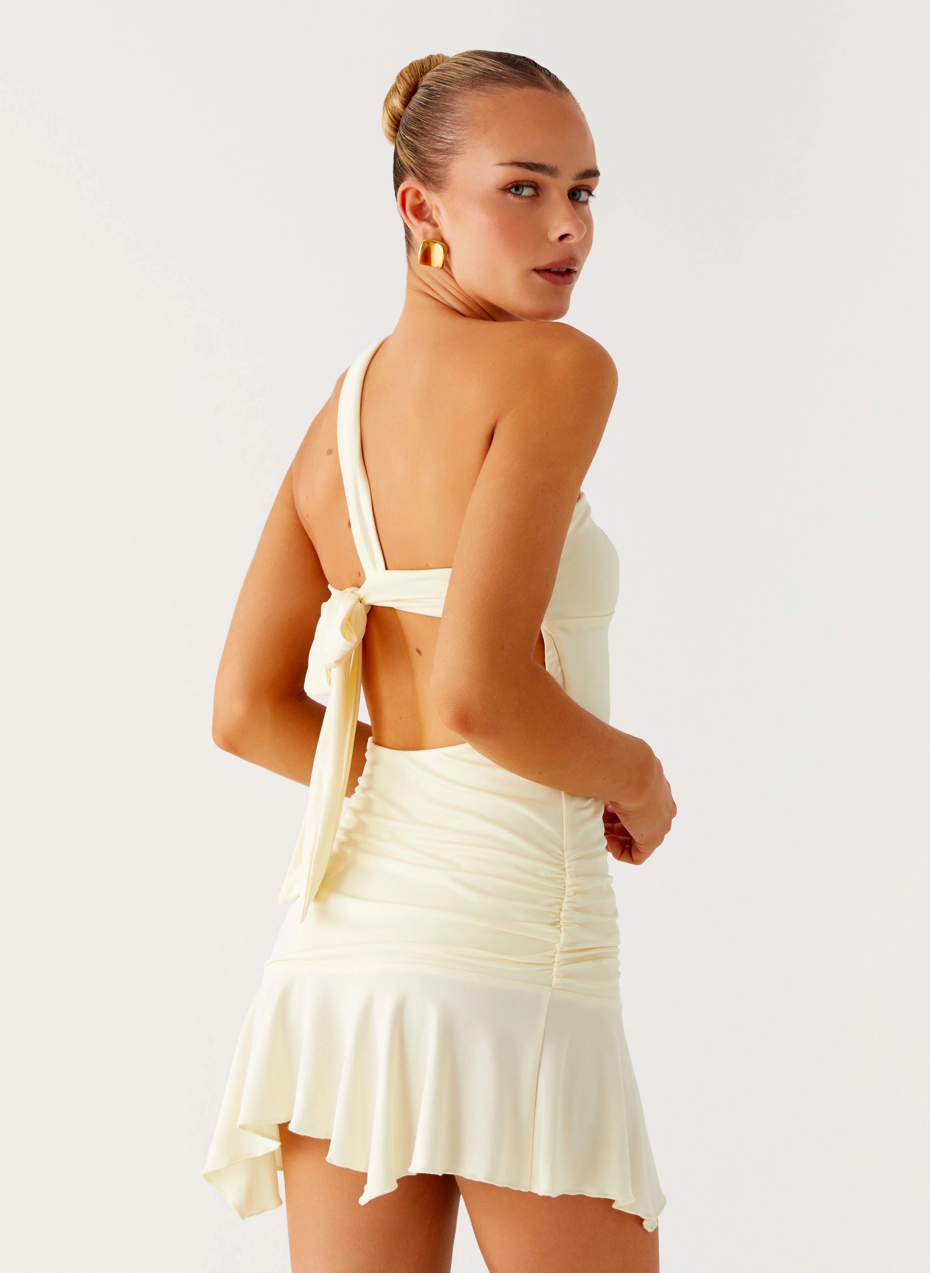 Not Your Fan Cut Out Mini Dress - Yellow Comfort Fit Subtle Look