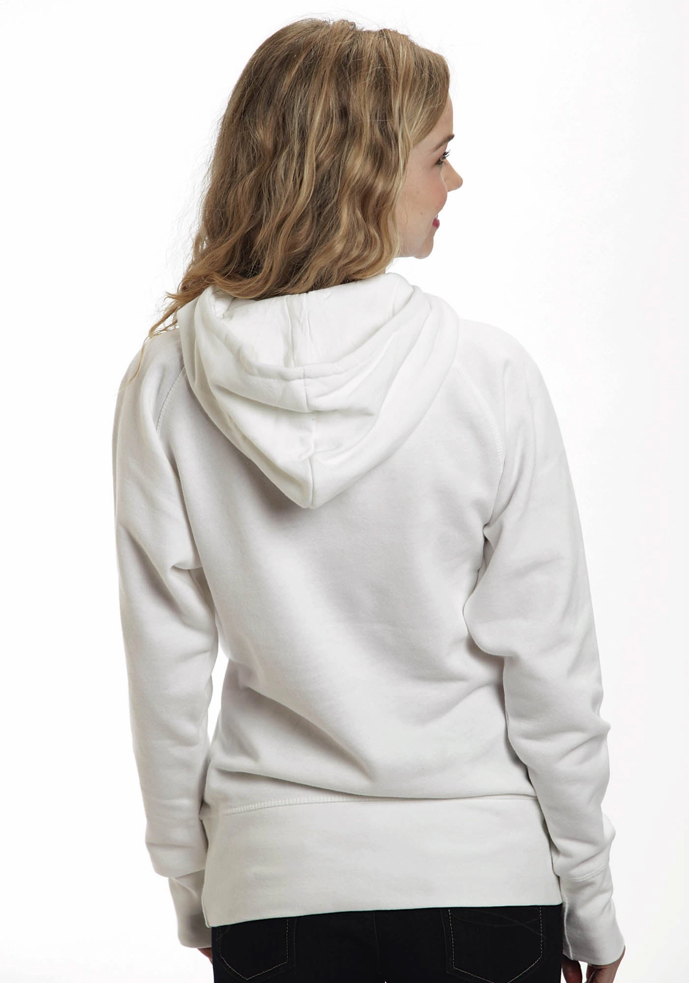 Ouray Womens White 100% Cotton USA Asymmetric Hoodie Multi Layer Insulation