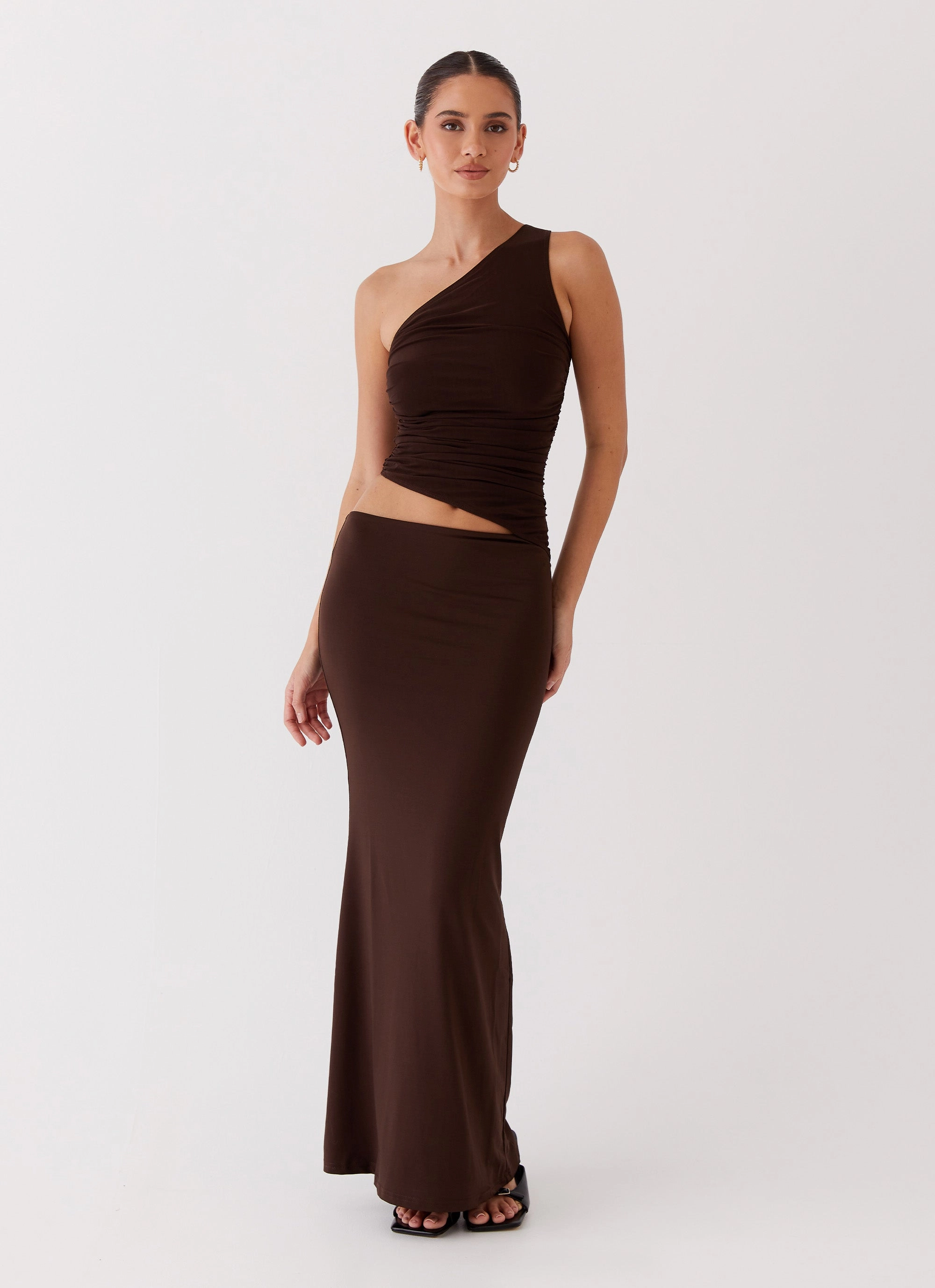 Must Have Everyday Comfort Seranella One Shoulder Maxi Dress - Chocolate