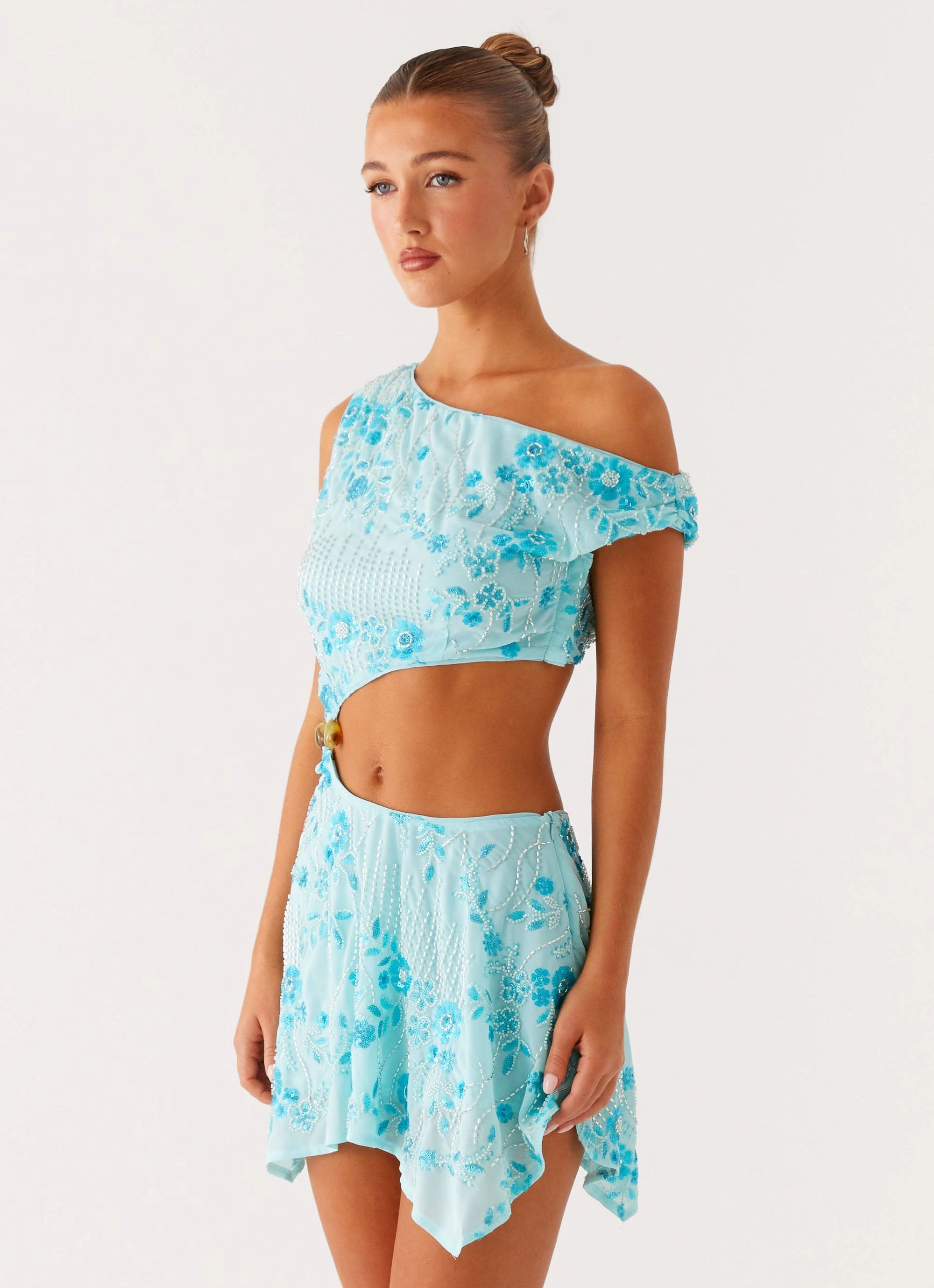 Aletta Sequin Mini Dress - Blue Bride Side