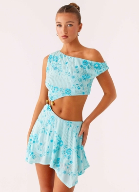 Short Sleeve Aletta Sequin Mini Dress - Blue