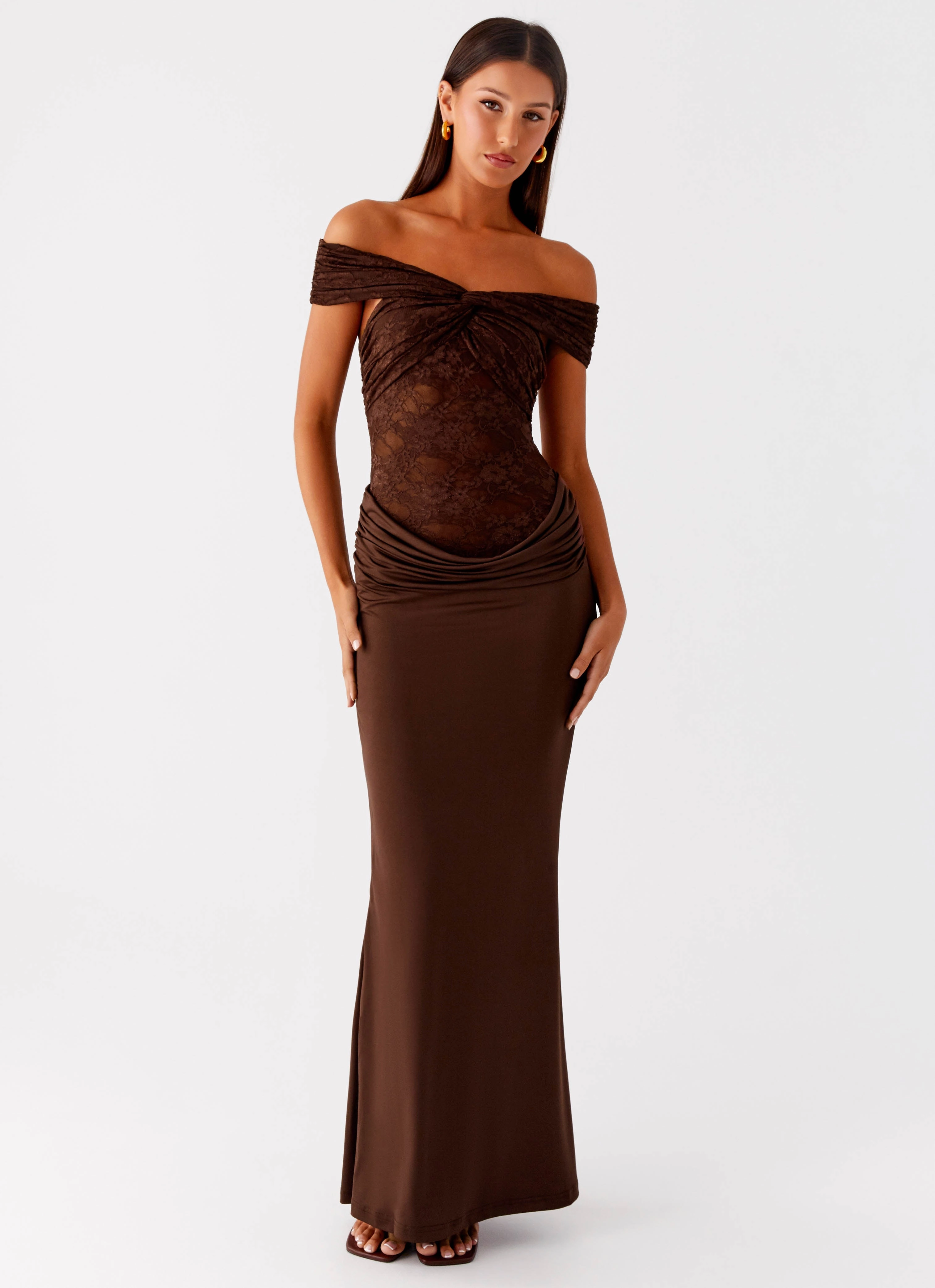 Either Way Maxi Dress - Chocolate Texture Mood Coffee Break