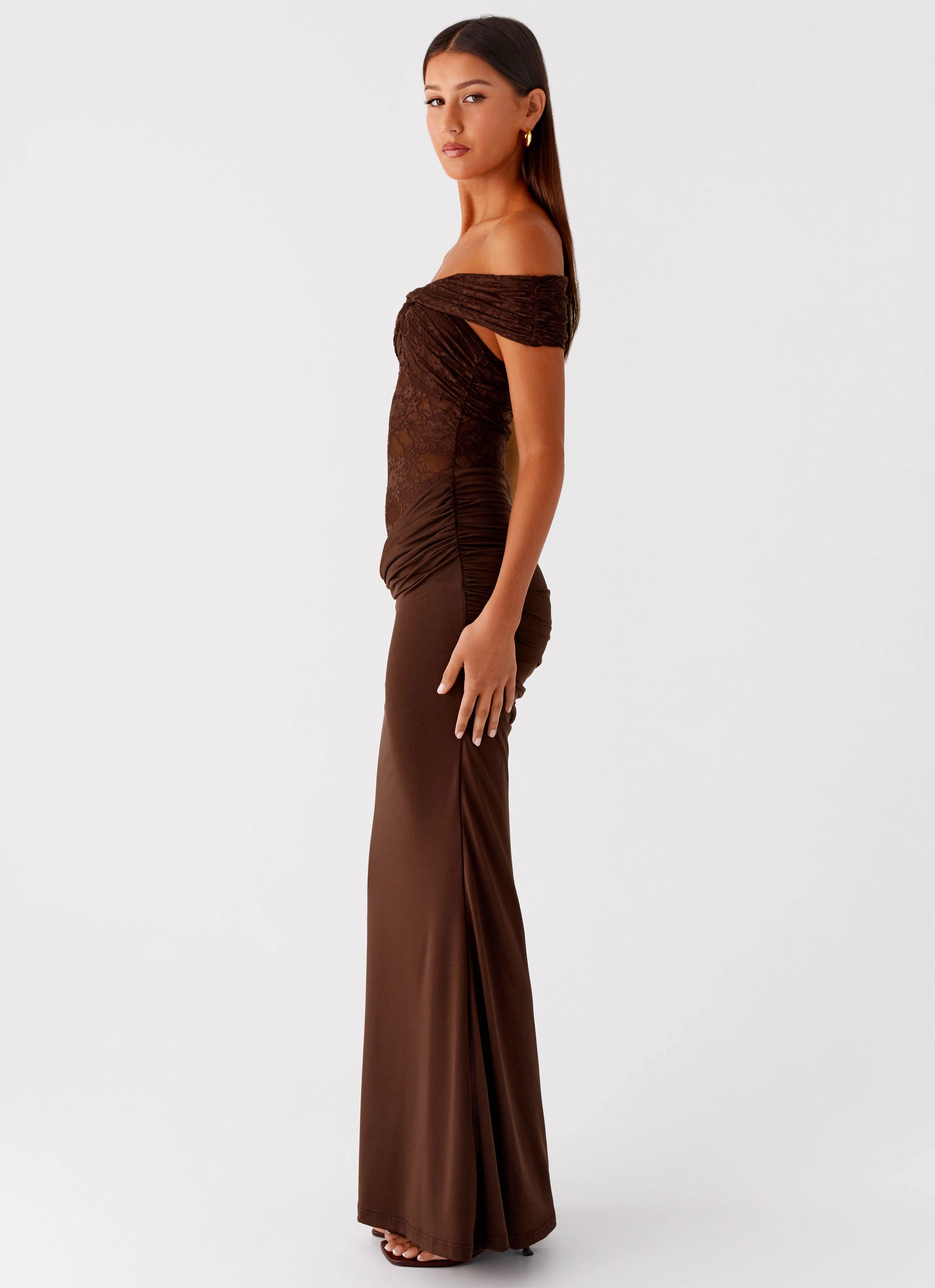 Breathable Comfort Wear Pearl-Detail Either Way Maxi Dress - Chocolate