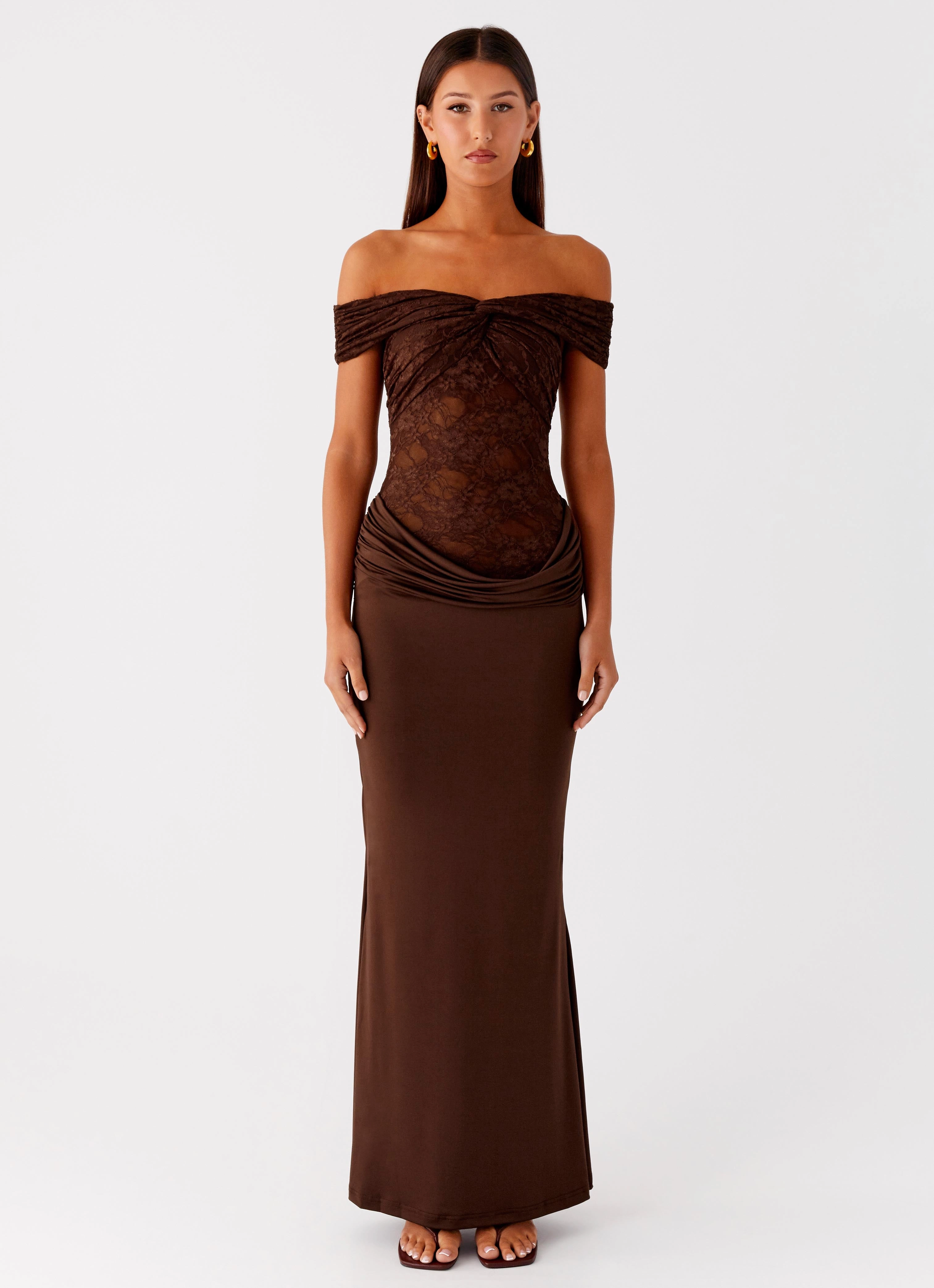 Either Way Maxi Dress - Chocolate Form Fit Refined touch