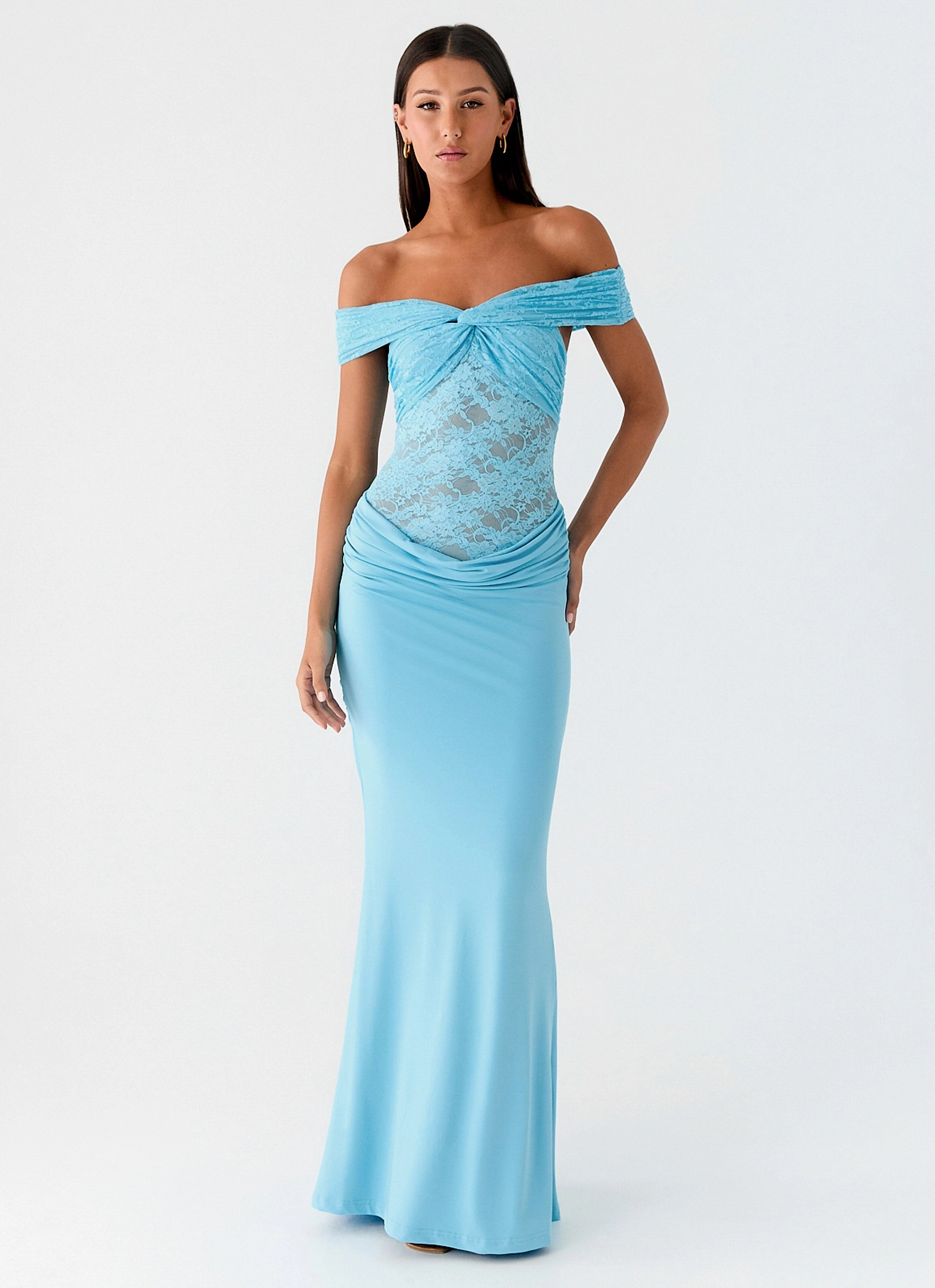 Soft Pleats Korean Trend Either Way Maxi Dress - Turquoise Blue