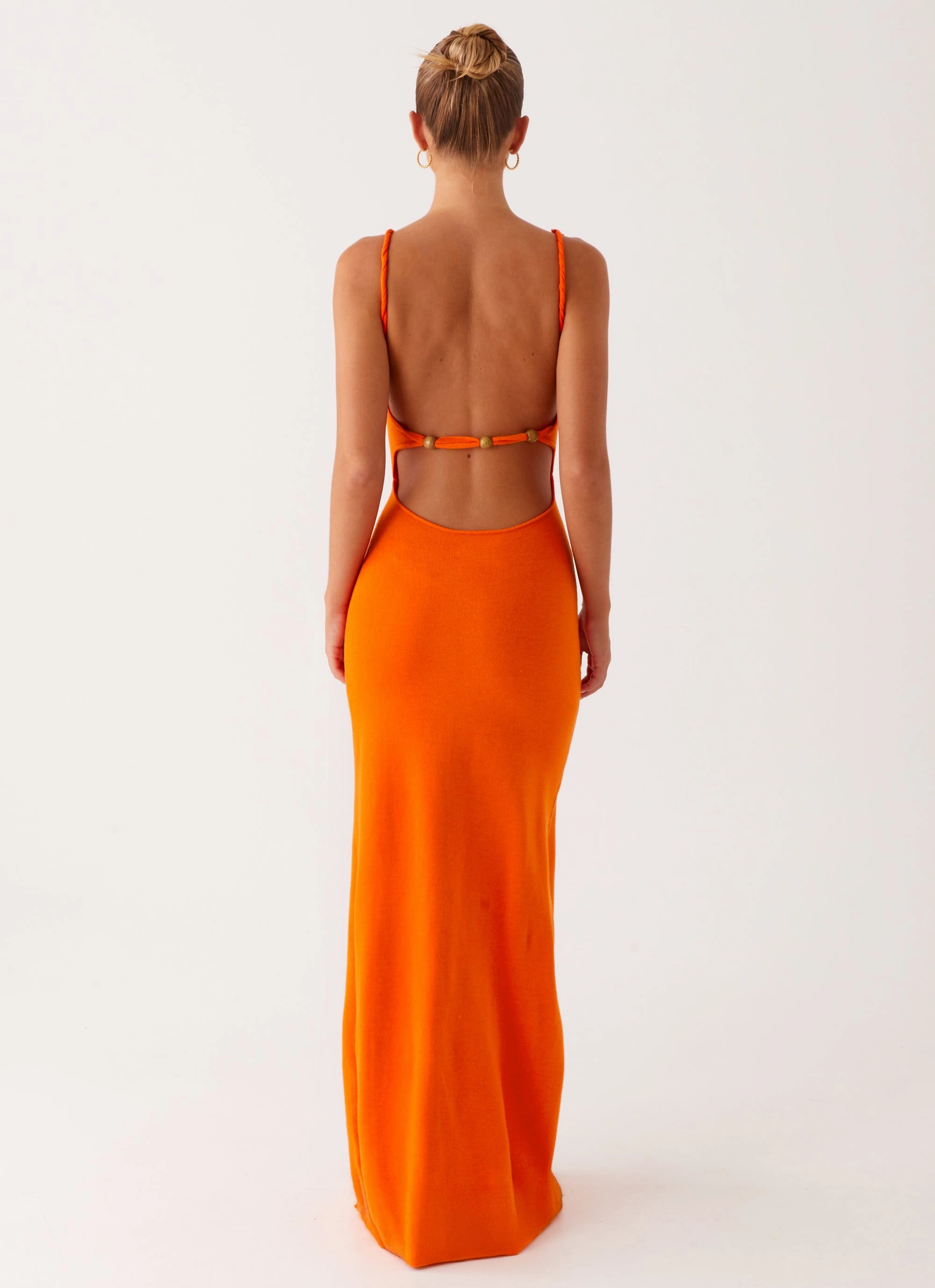 Elaina Knit Maxi Dress - Orange Comfy Shape Sleek And Stylish