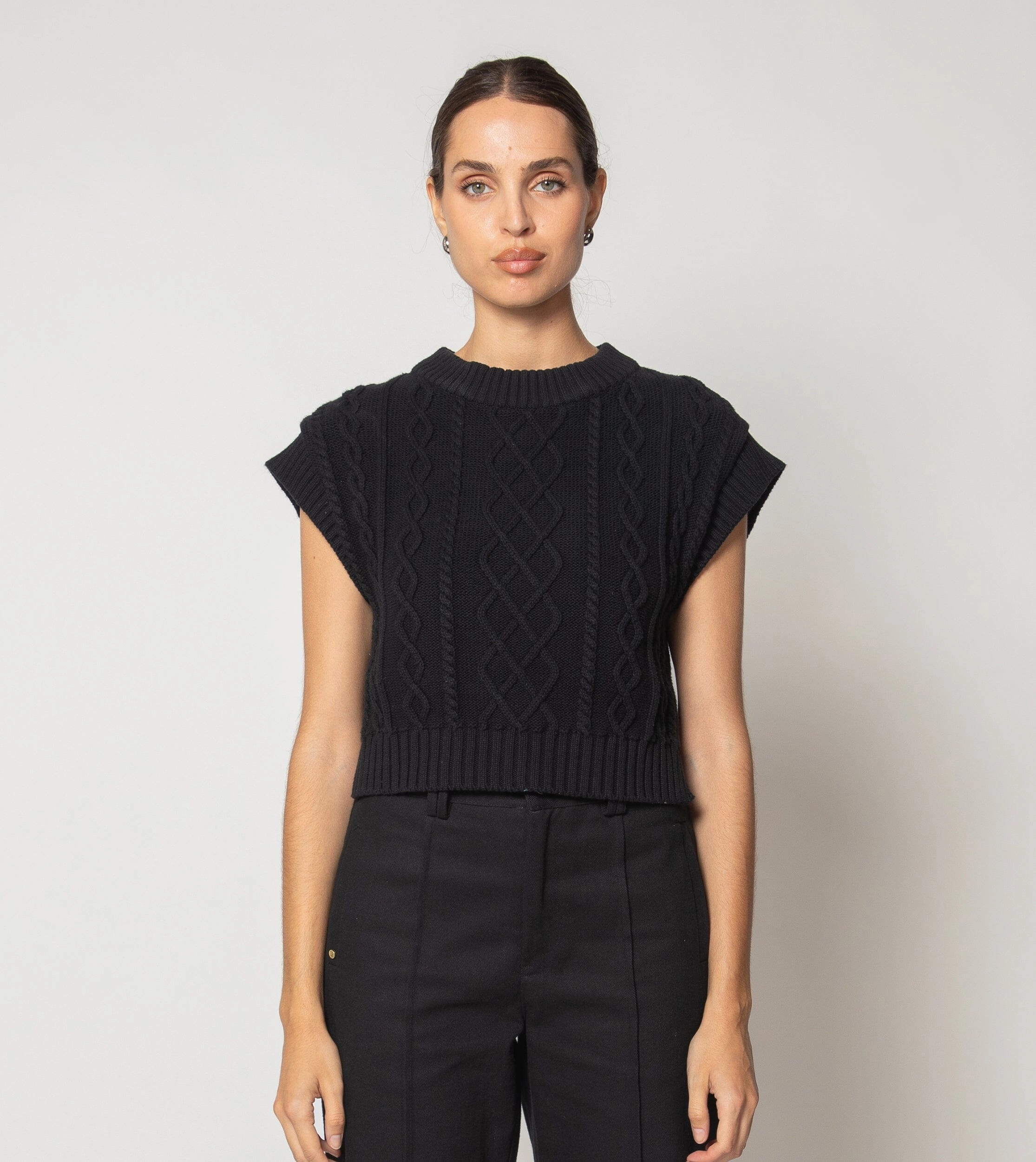 Gigi Cropped Sweater Vest | Black OdorResistant Technology Fashionable Tank