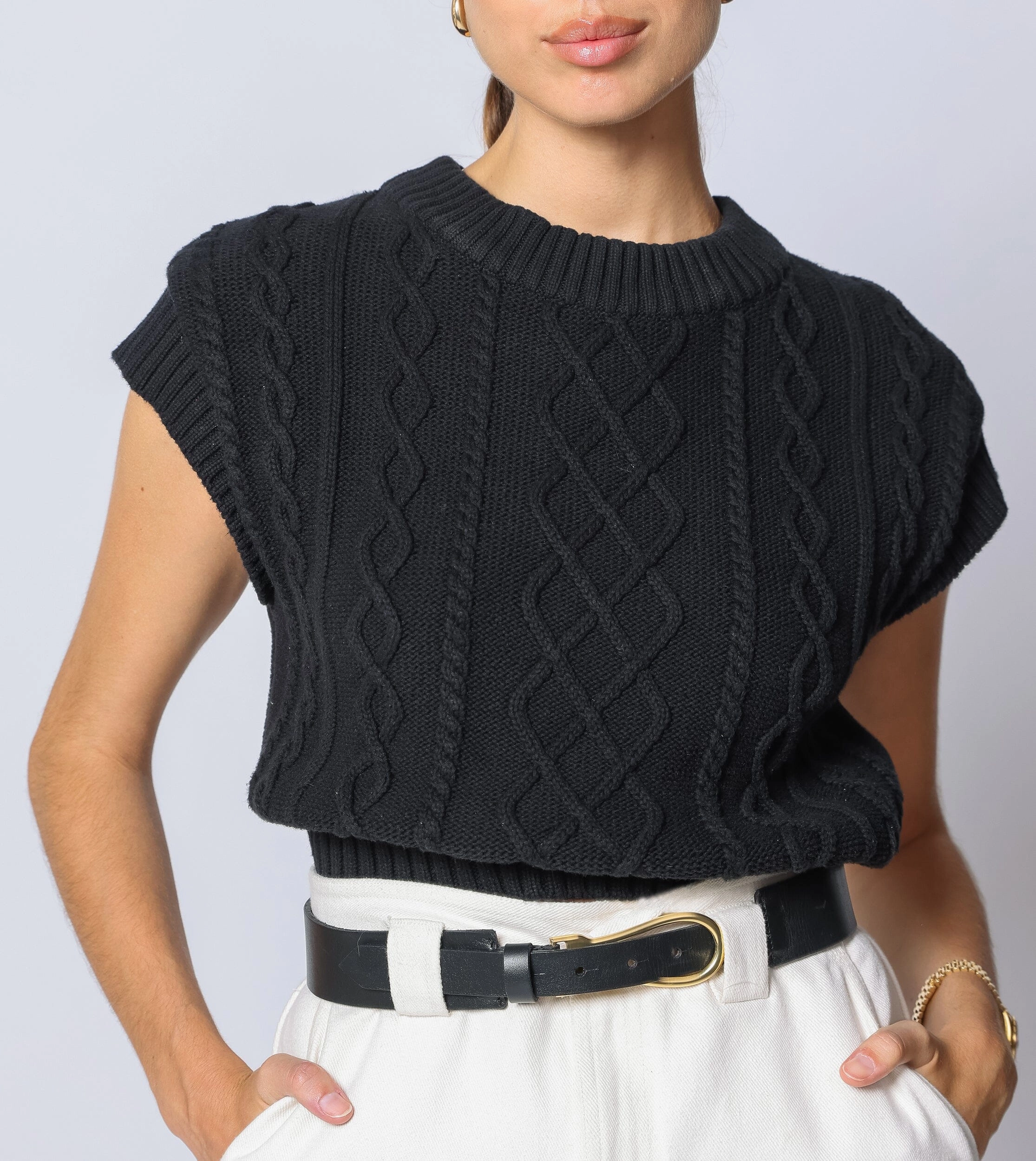 NoSlip Grip Gigi Cropped Sweater Vest | Black