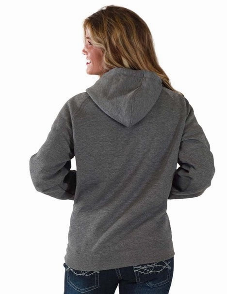Cowgirl Tuff Womens Hard Knocks Gray Poly/Rayon Hoodie Adjustable Drawstring Waist Breathable Design