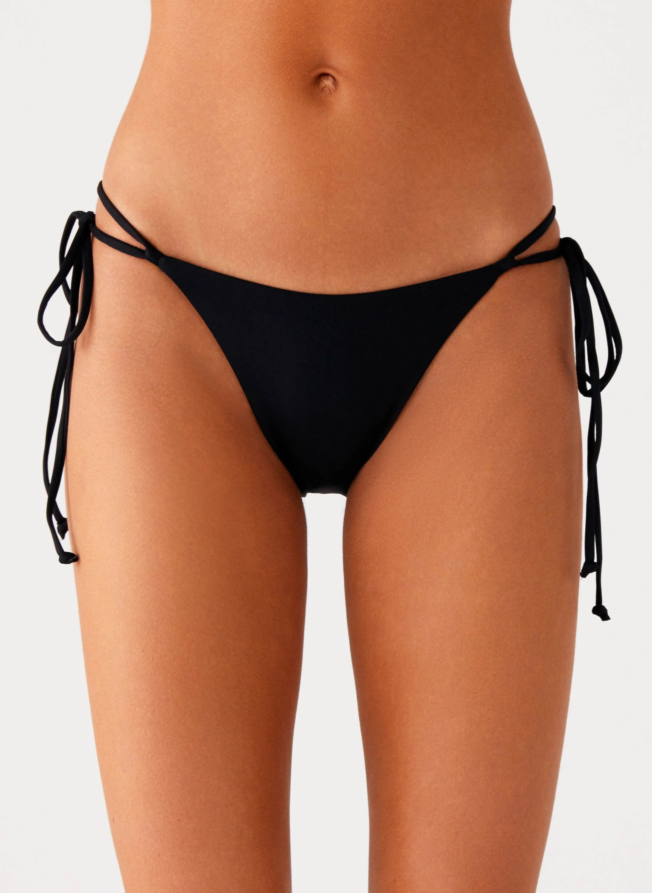 Jaiya Tie Bikini Bottom - Black Travel Ready Laminated Seams