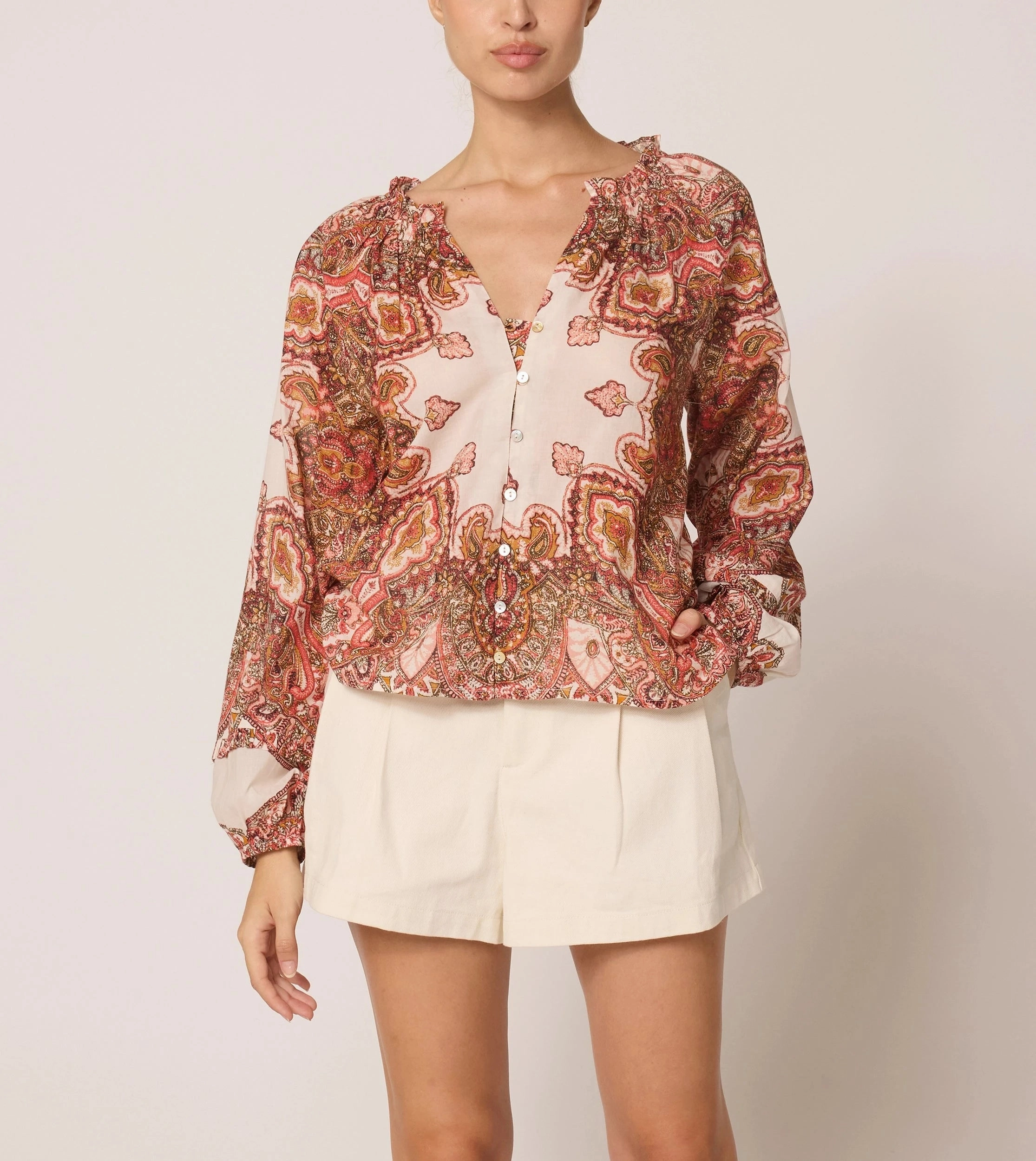 Alicia Blouse | Foulard Paisley HighElasticity Thread simple design