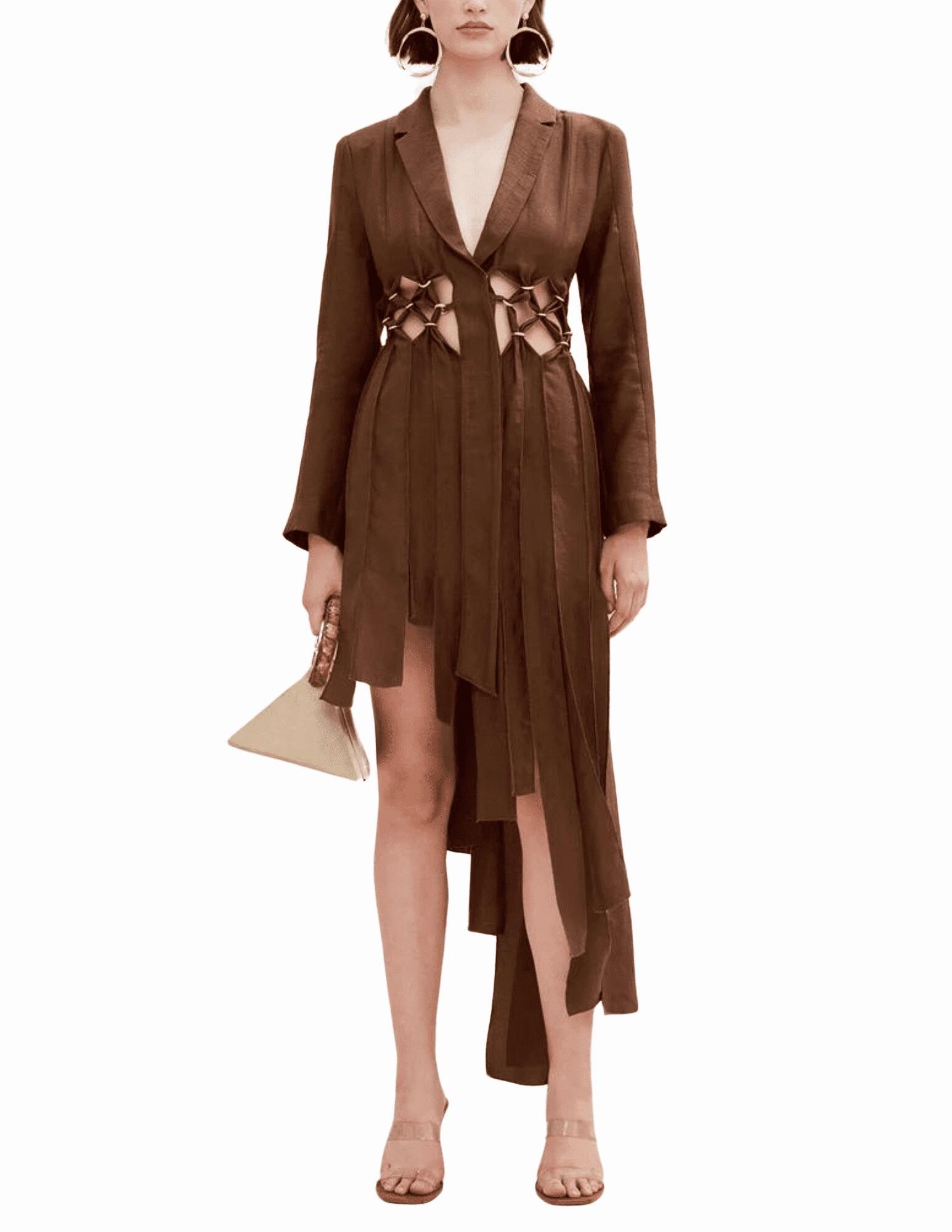 Cult Gaia Elana Asymmetrical Midi Dress Lower Hem