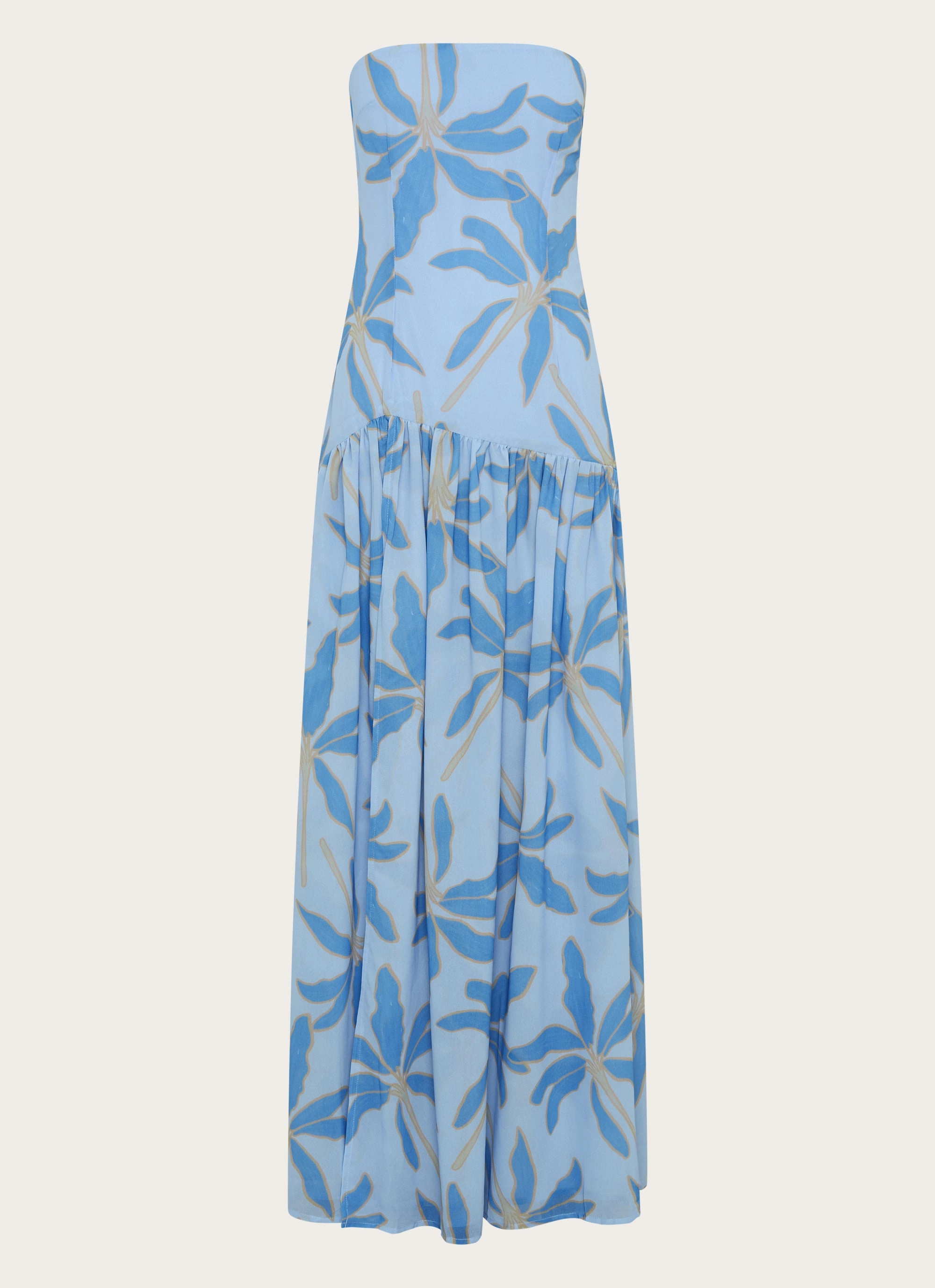 Pleat Breeze Summer-Season Eden Strapless Maxi Dress - Opulent Blue