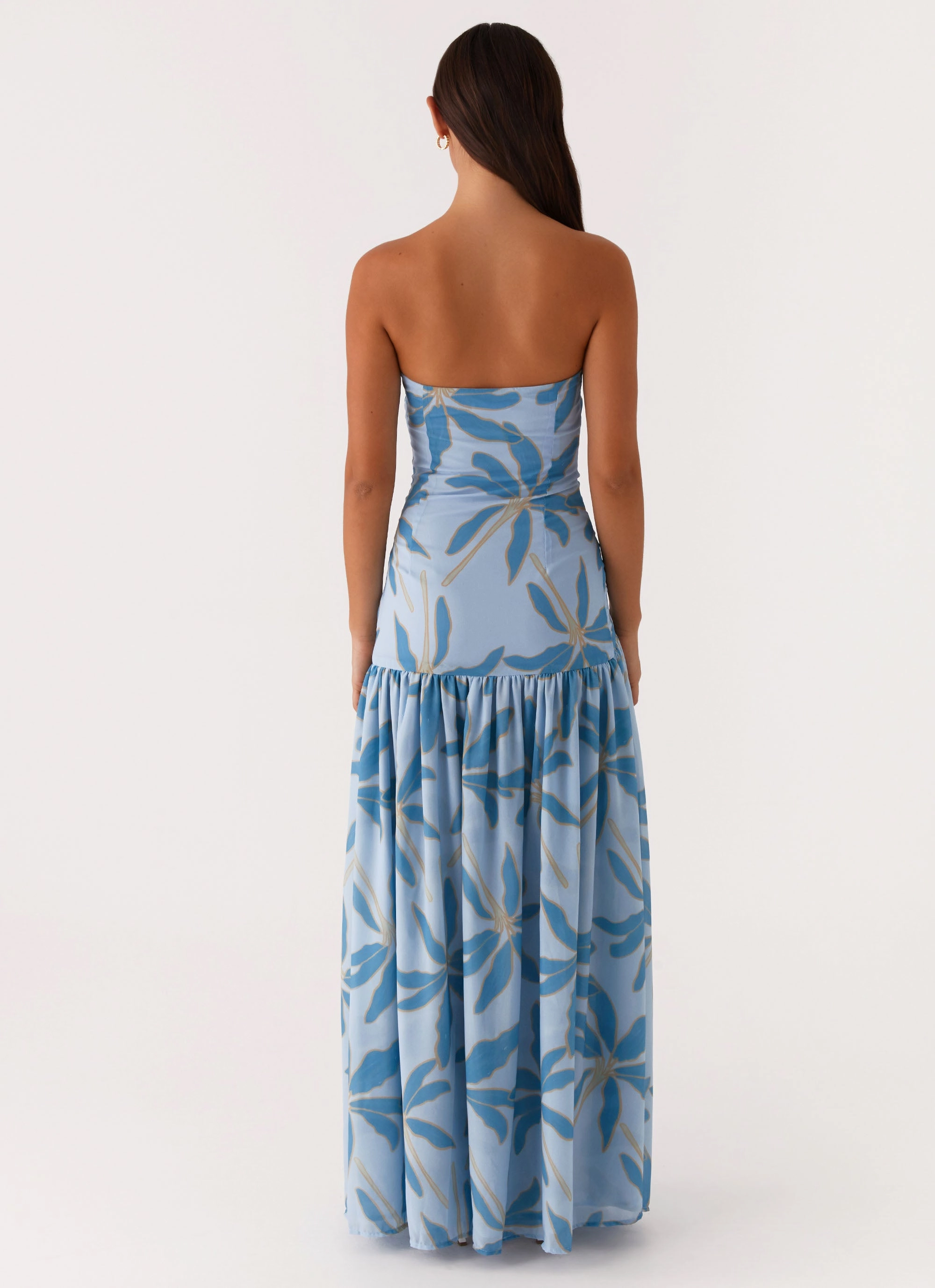 Gradient Shade Influencer-Style Eden Strapless Maxi Dress - Opulent Blue