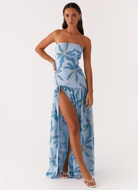 Eden Strapless Maxi Dress - Opulent Blue Feminine Details
