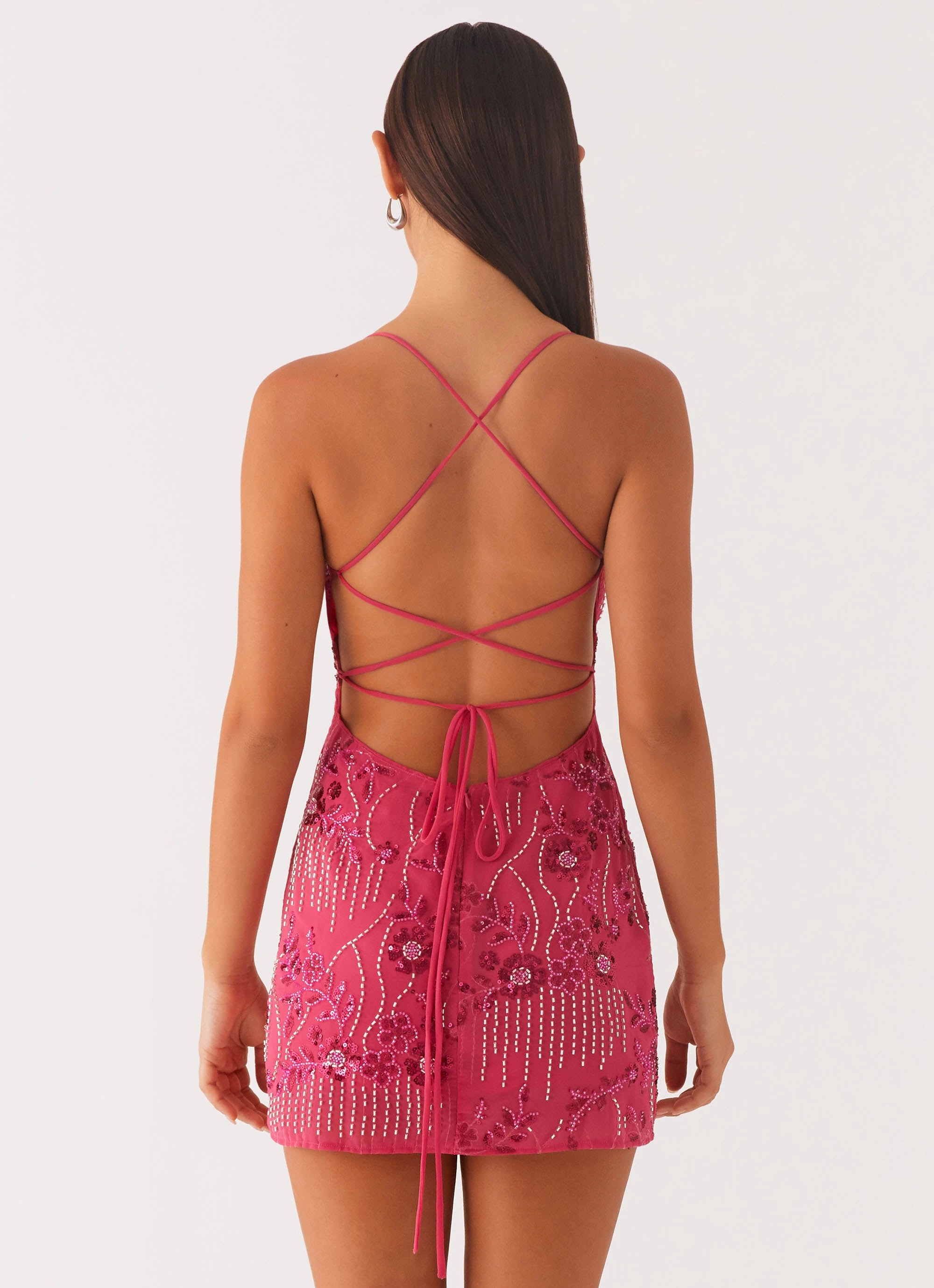 Vietta Sequin Cami Mini Dress - Fuchsia Breezy Style
