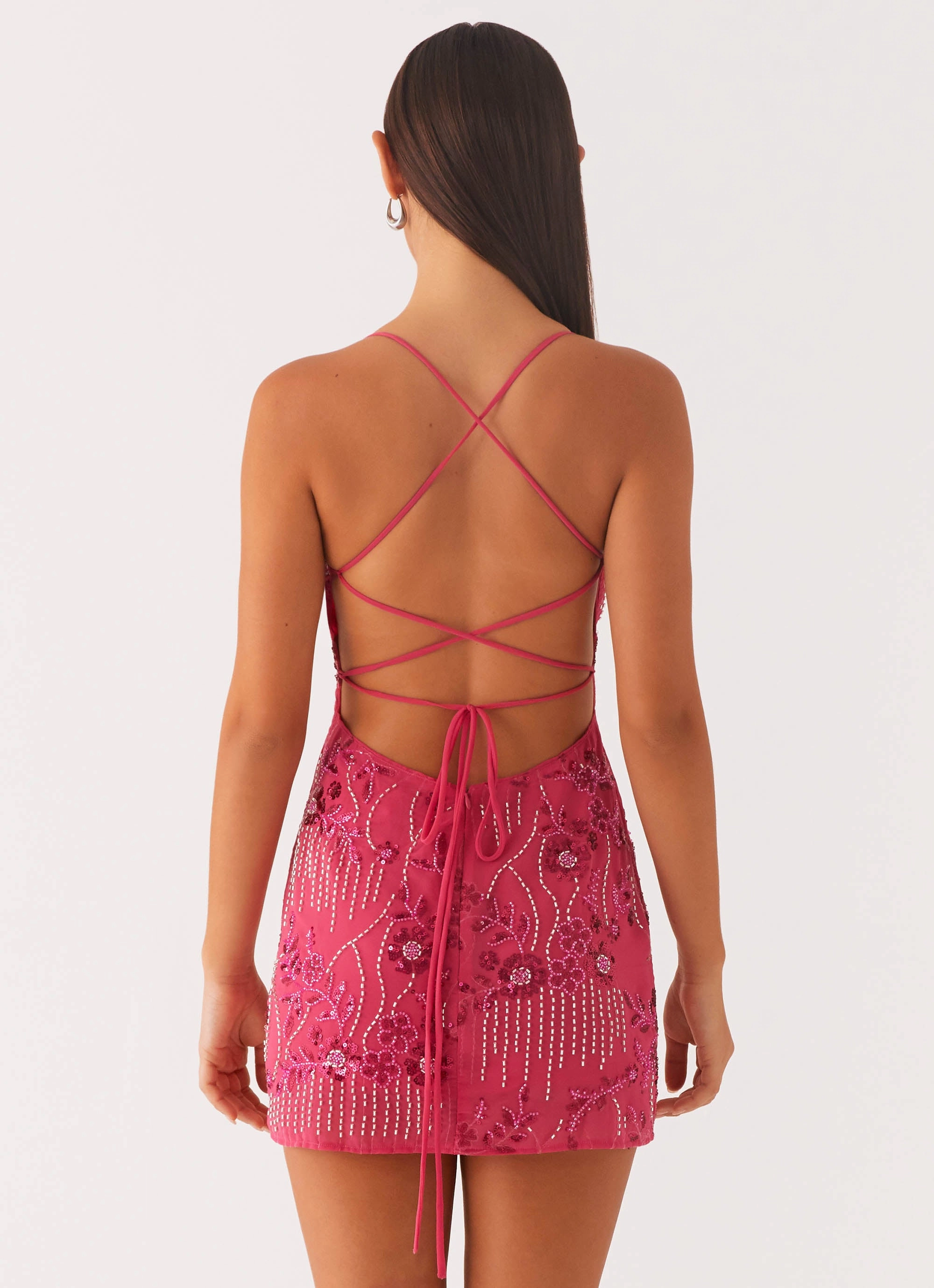 Statement Piece Vietta Sequin Cami Mini Dress - Fuchsia