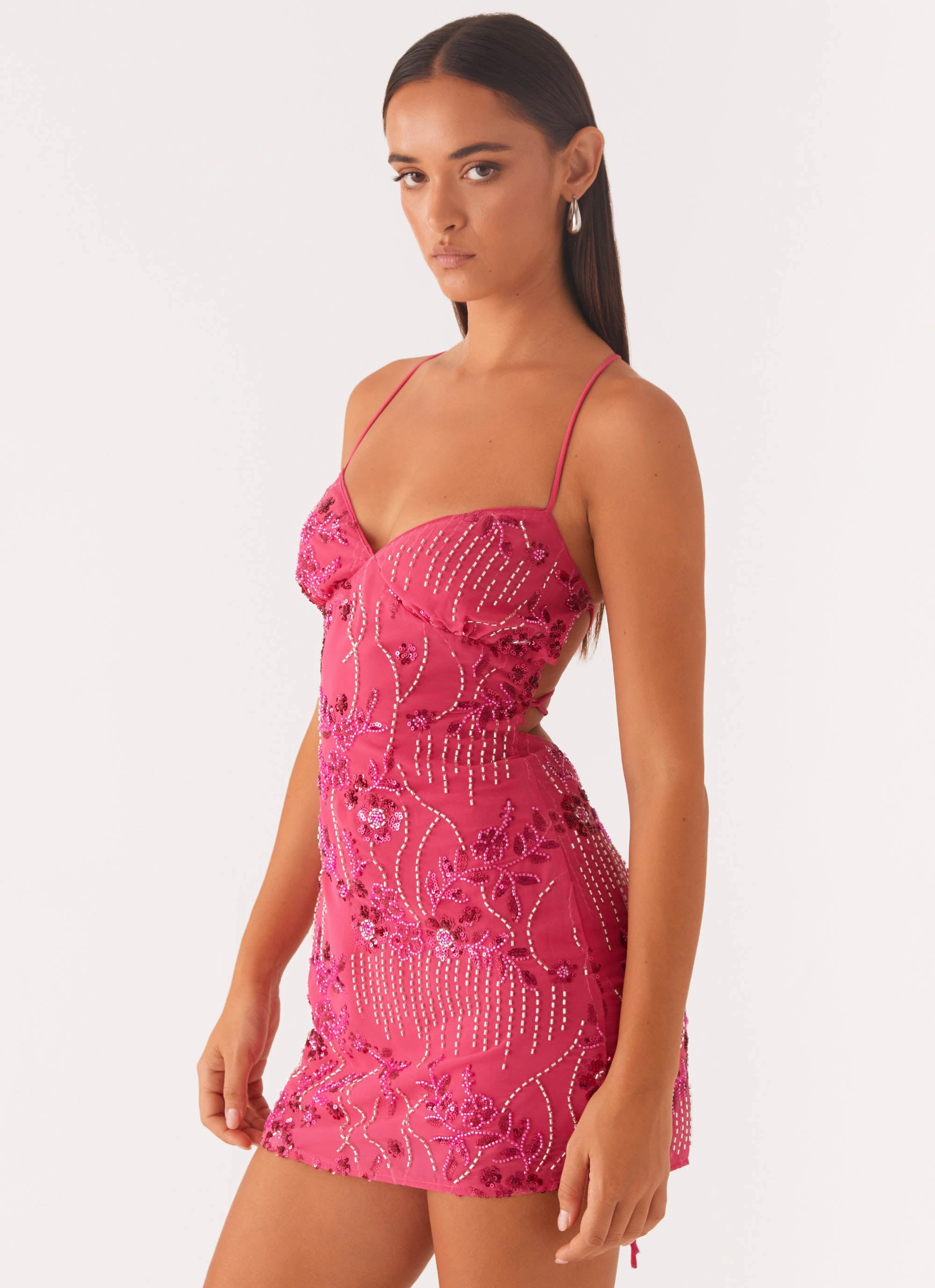 Smart Vibe Easy Lovely Vietta Sequin Cami Mini Dress - Fuchsia
