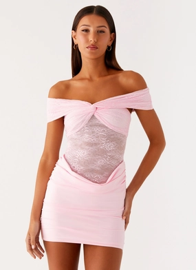 Either Way Off Shoulder Mini Dress - Baby Pink Feminine Look